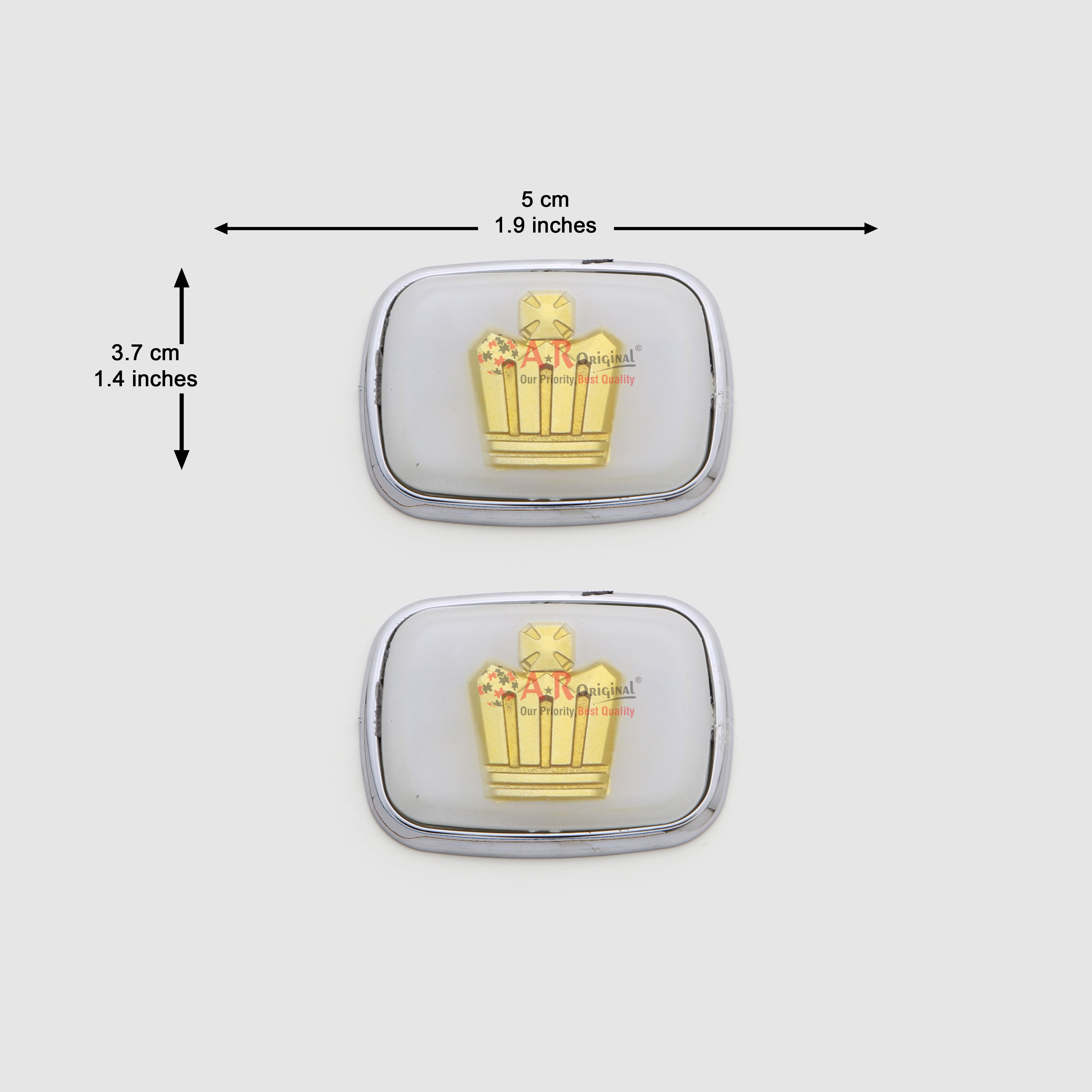 Crown Logo 2pcs Set Silver 1.5x2inch-3.75x5cm Golden Chrome IP Badge