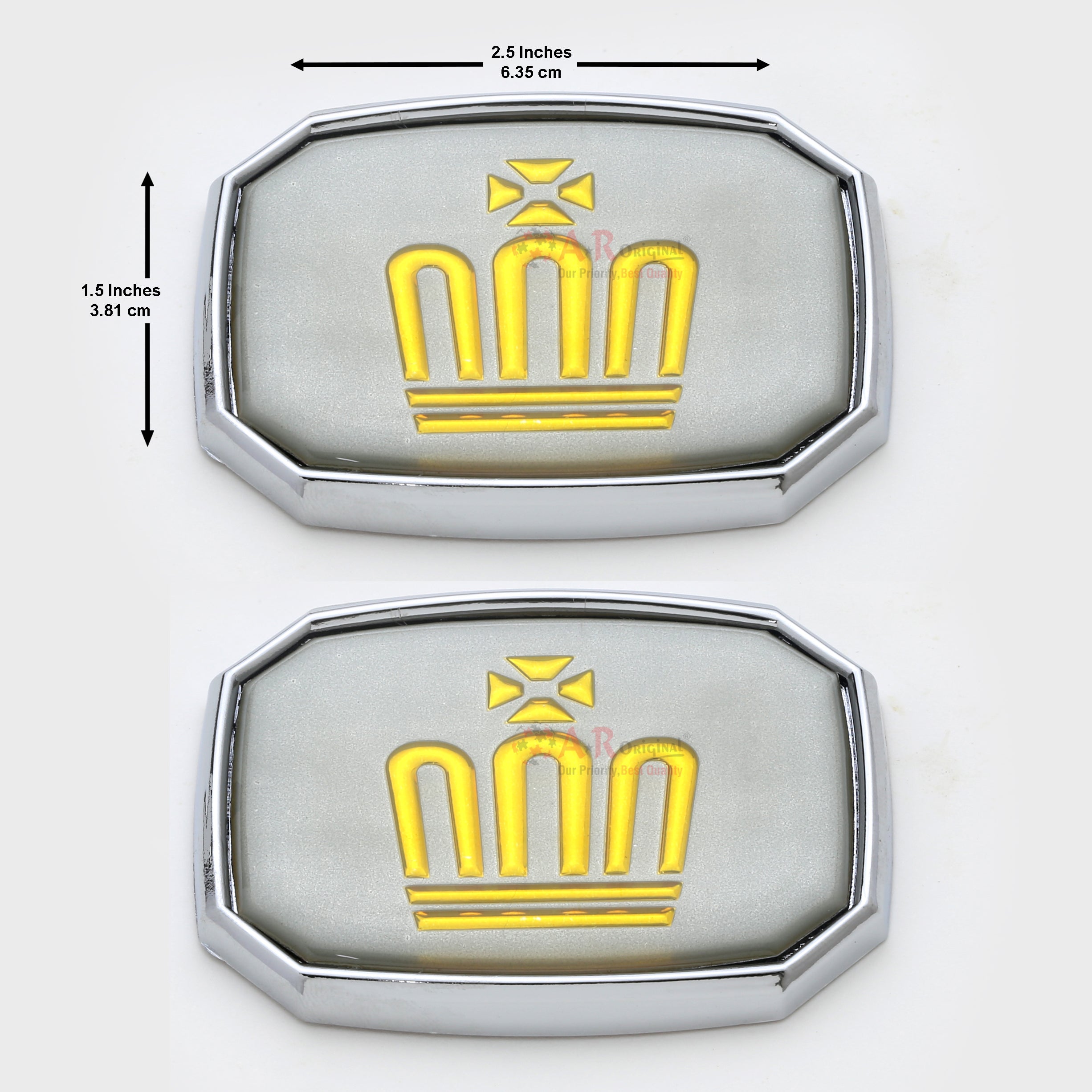 Crown Logo 2pcs Set Silver 2.5x2inch-5x6cm Chrome LC Badge
