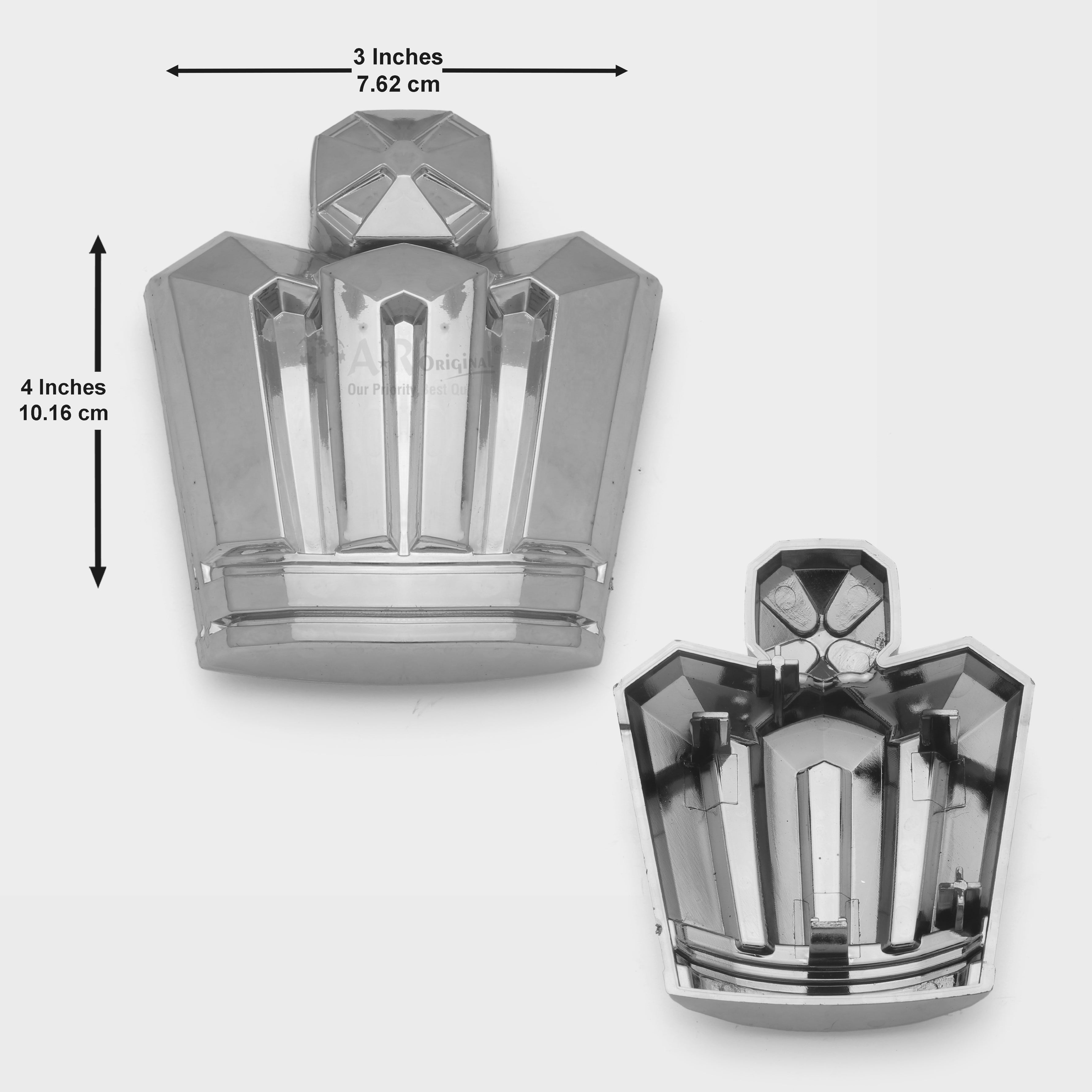 Crown Logo Front Chrome 3x4 inch IP Badge
