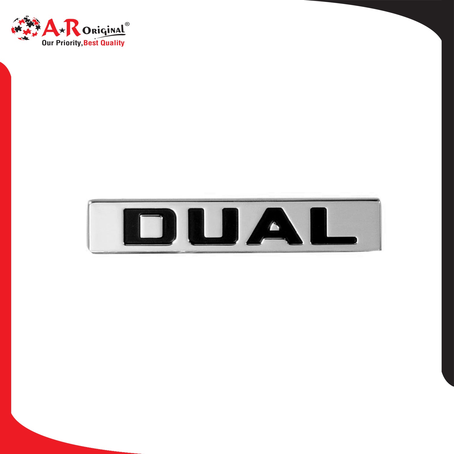 DUAL Emblem 0.5x3inch-2.5x9cm Black Chrome LC Badge