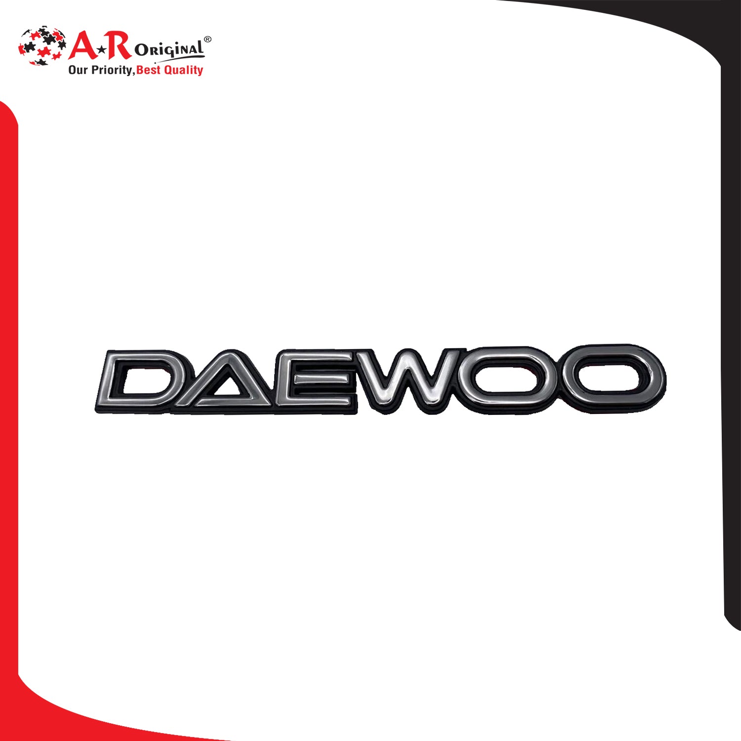 Daewoo Emblem 1.5x9inch-4x23cm Black LC Badge