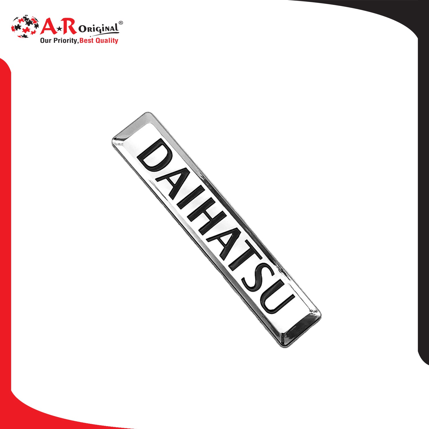 Daihatsu Emblem Black Font 1x5inch-2.5x7.5cm Chrome IP Badge