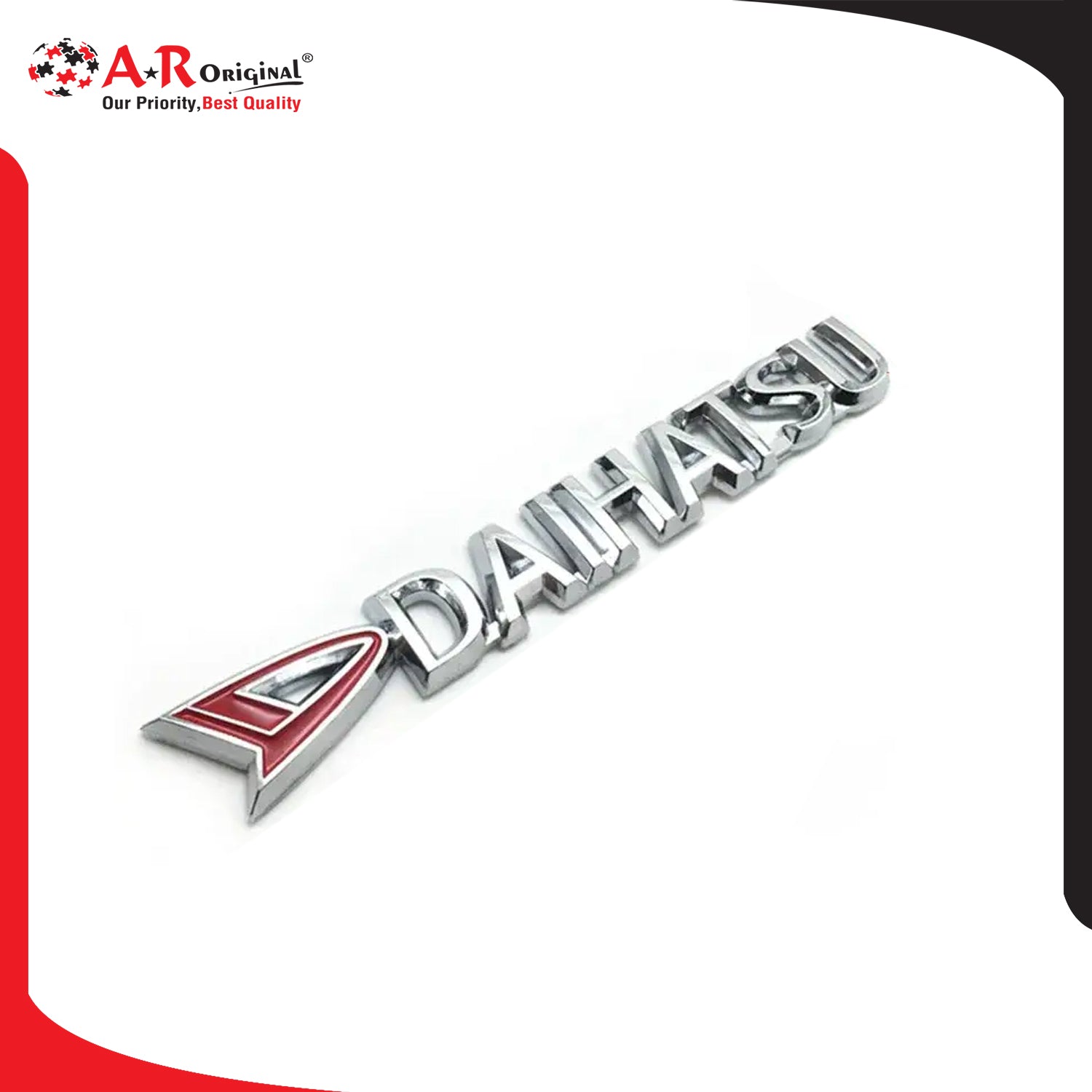 Daihatsu Emblem Red Logo 1x6inch-2.5x15cm Chrome IP Badge