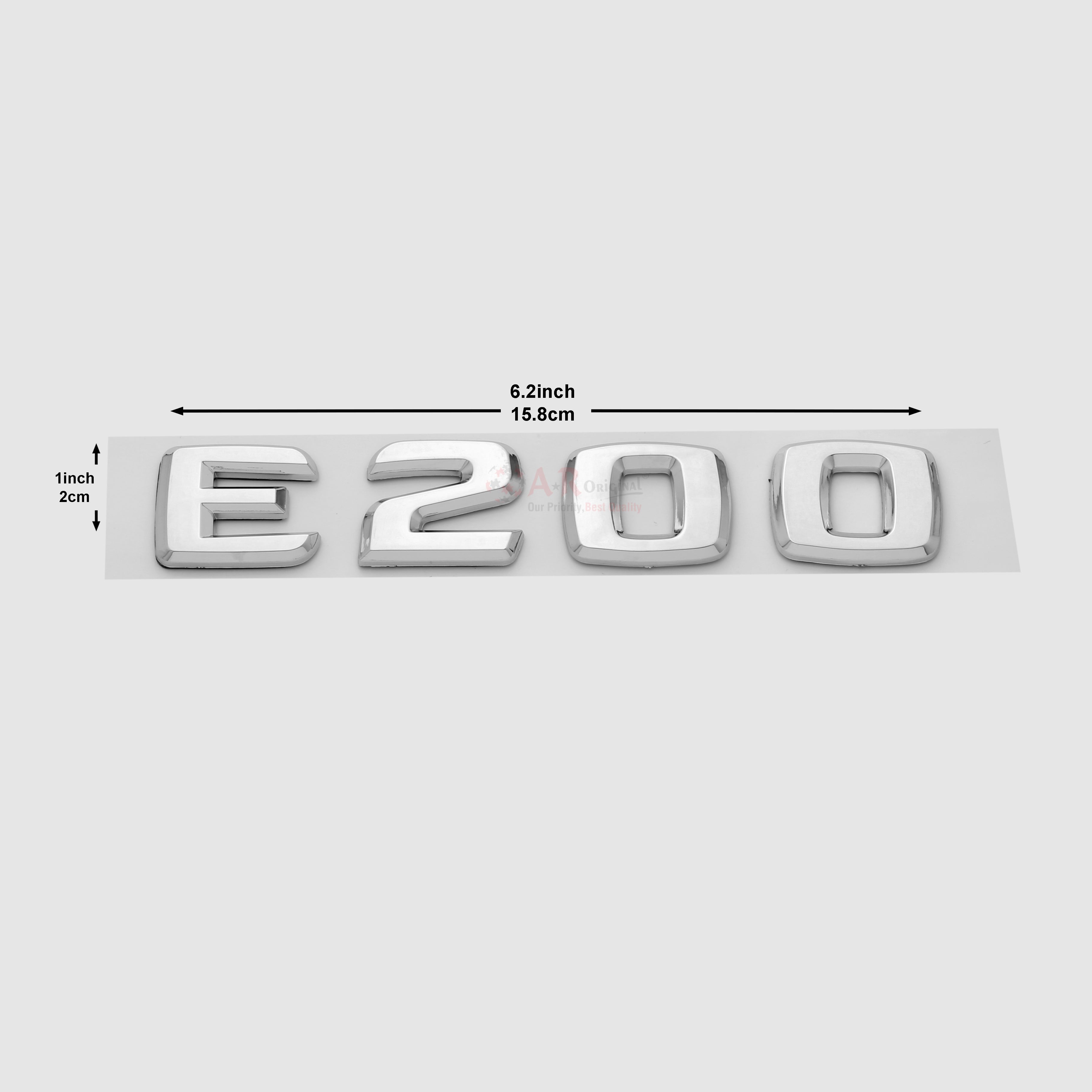 E200 Emblem 1.5x6inch-2x14cm Chrome IP Badge