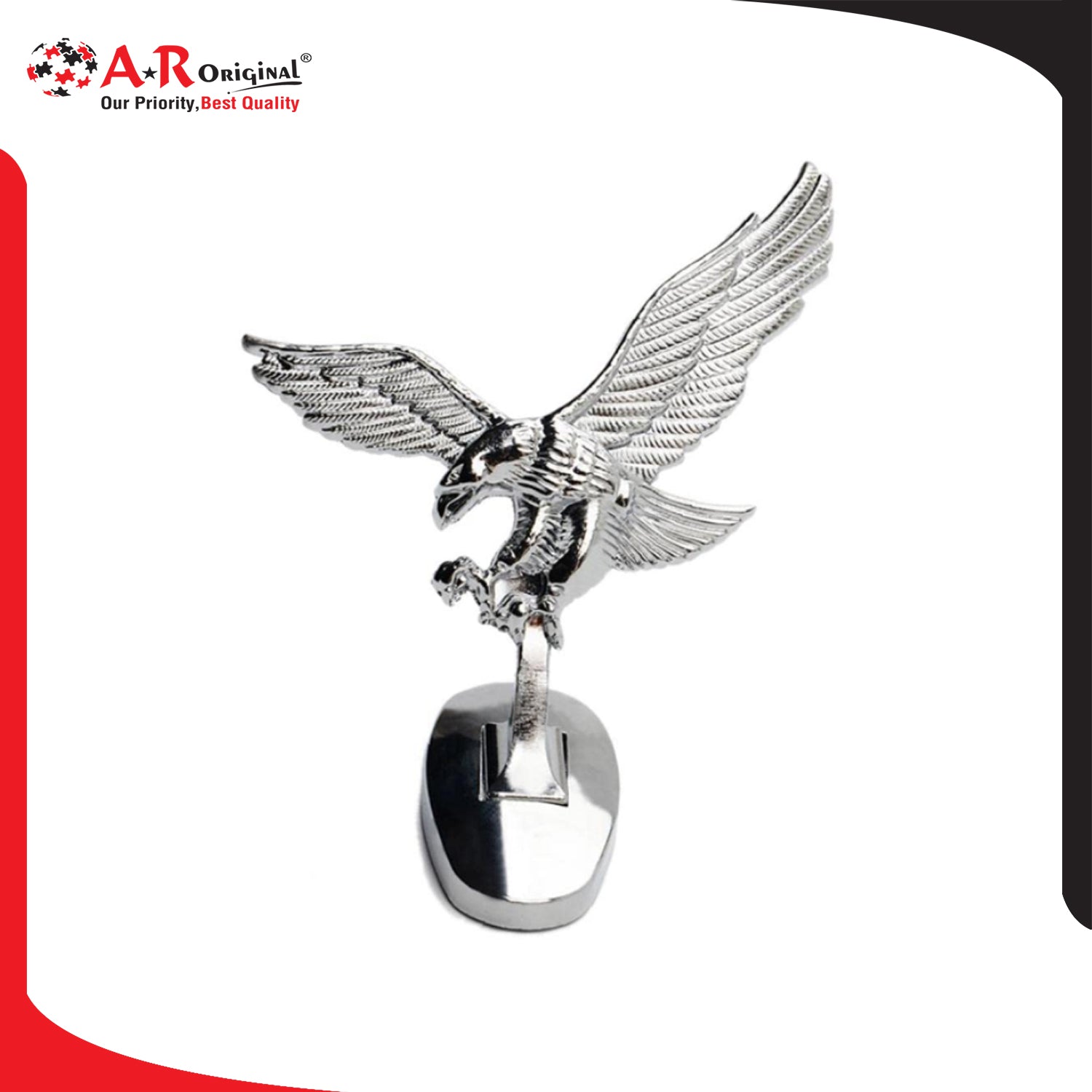 Eagle Hood Logo 2.5x3inch-6.5x7.5cm Metal Bonnet Emblem Chrome IP Badge
