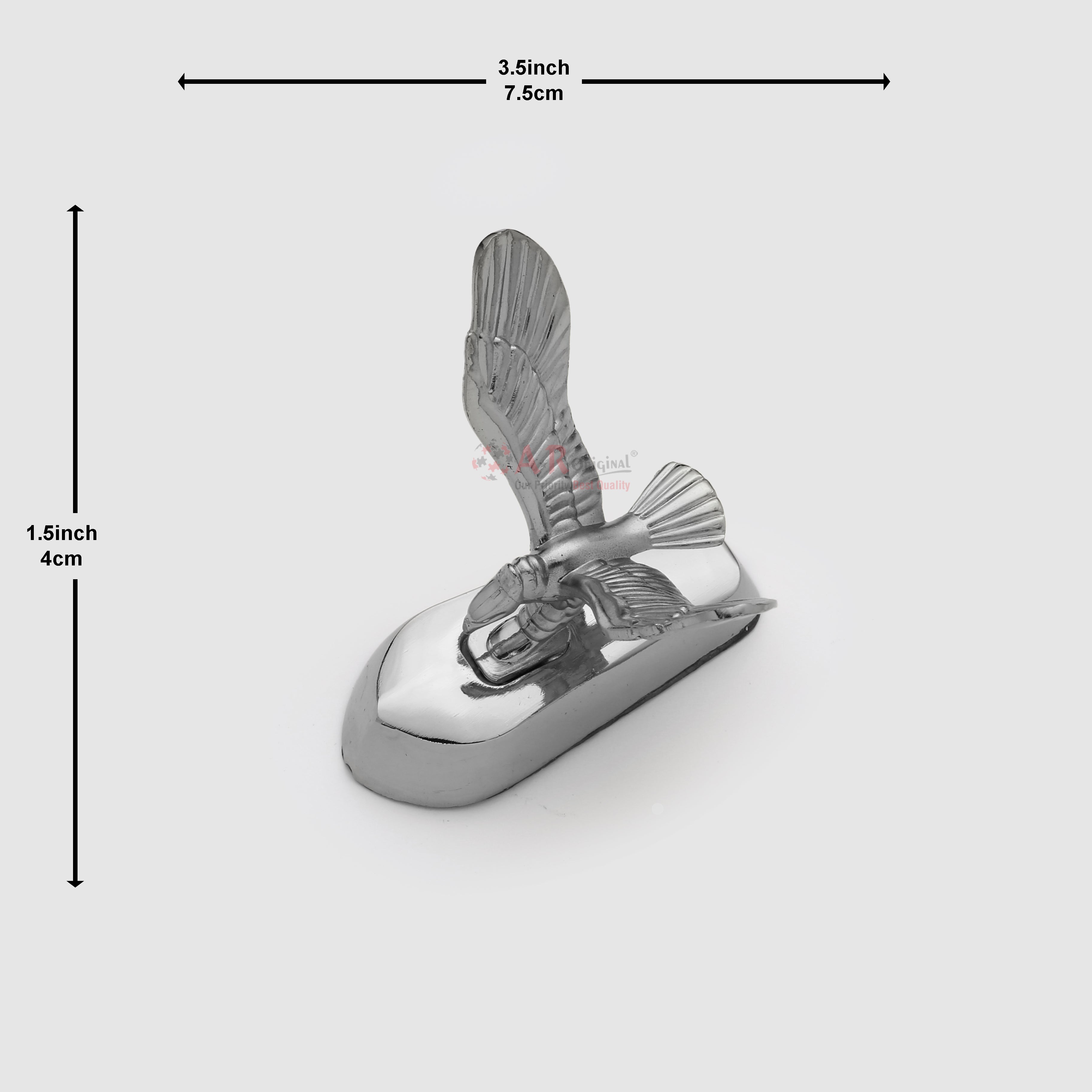 Eagle Shaheen Hood Logo 1.5x3.5inch-4x7.5cm Metal Bonnet Emblem Movable Heavy Chrome IP Badge