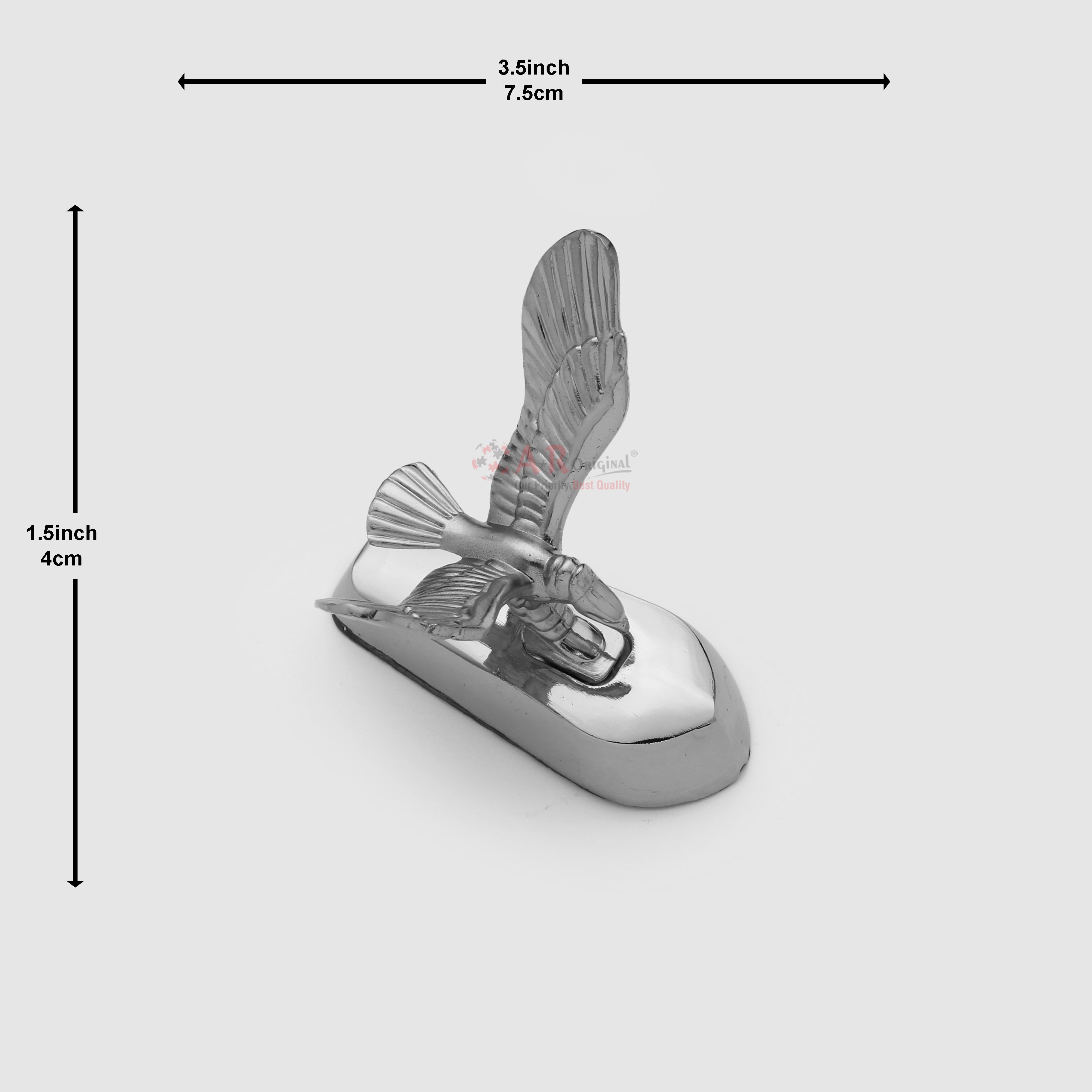 Eagle Shaheen Hood Logo 1.5x3.5inch-4x7.5cm Metal Bonnet Emblem Movable Heavy Chrome IP Badge