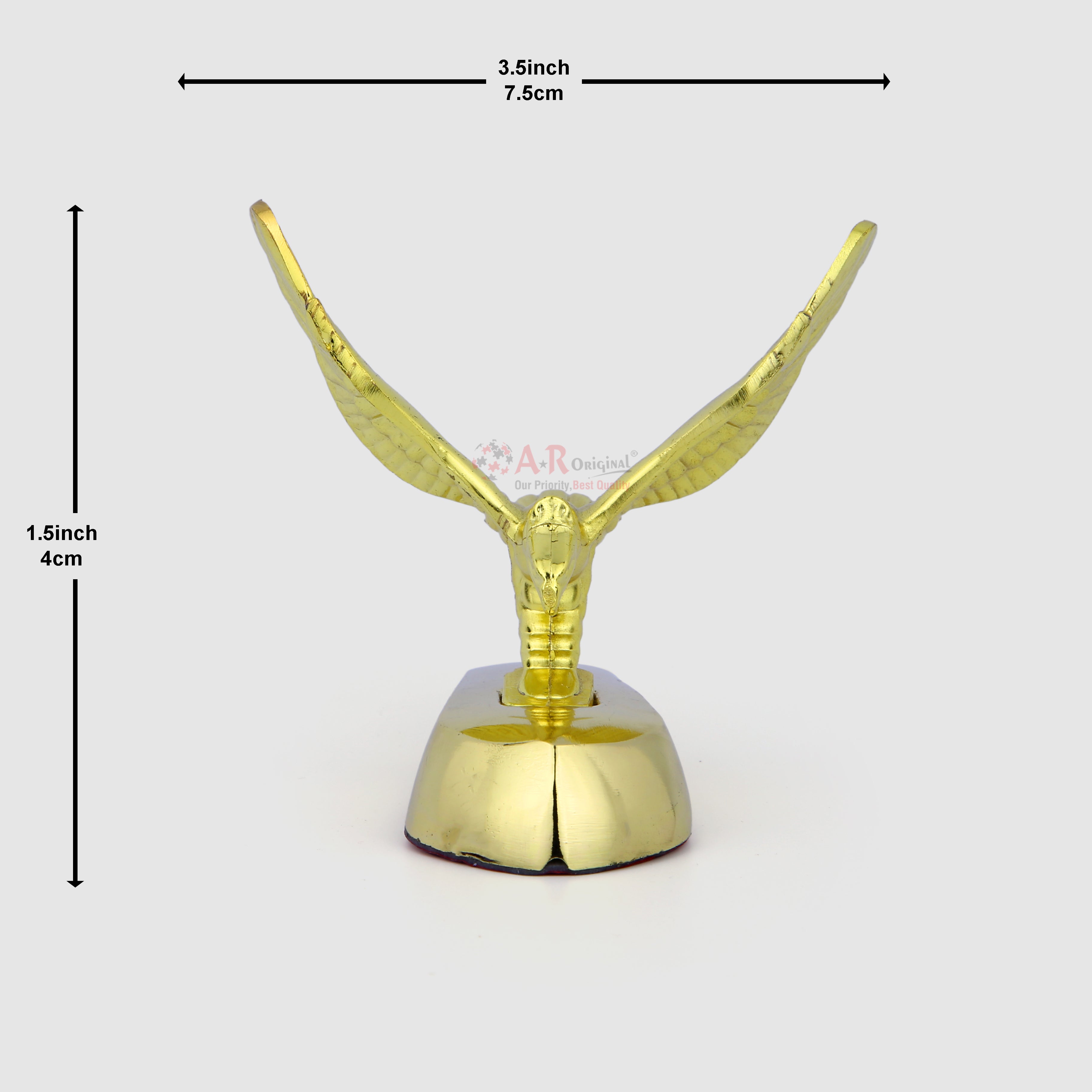 Eagle Shaheen Hood Logo 1.5x3.5inch-4x7.5cm Metal Bonnet Emblem Movable Heavy Golden IP Badge
