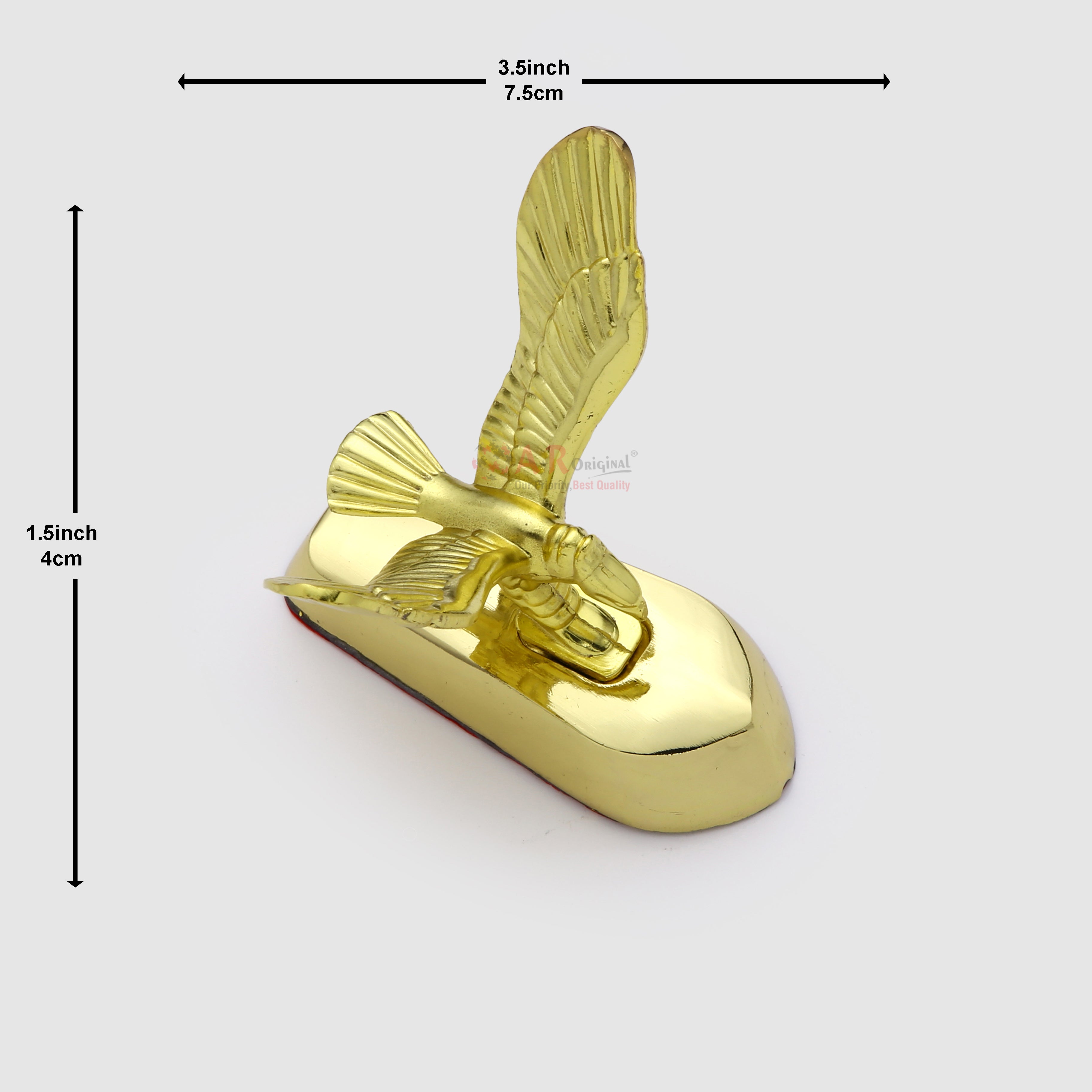 Eagle Shaheen Hood Logo 1.5x3.5inch-4x7.5cm Metal Bonnet Emblem Movable Heavy Golden IP Badge