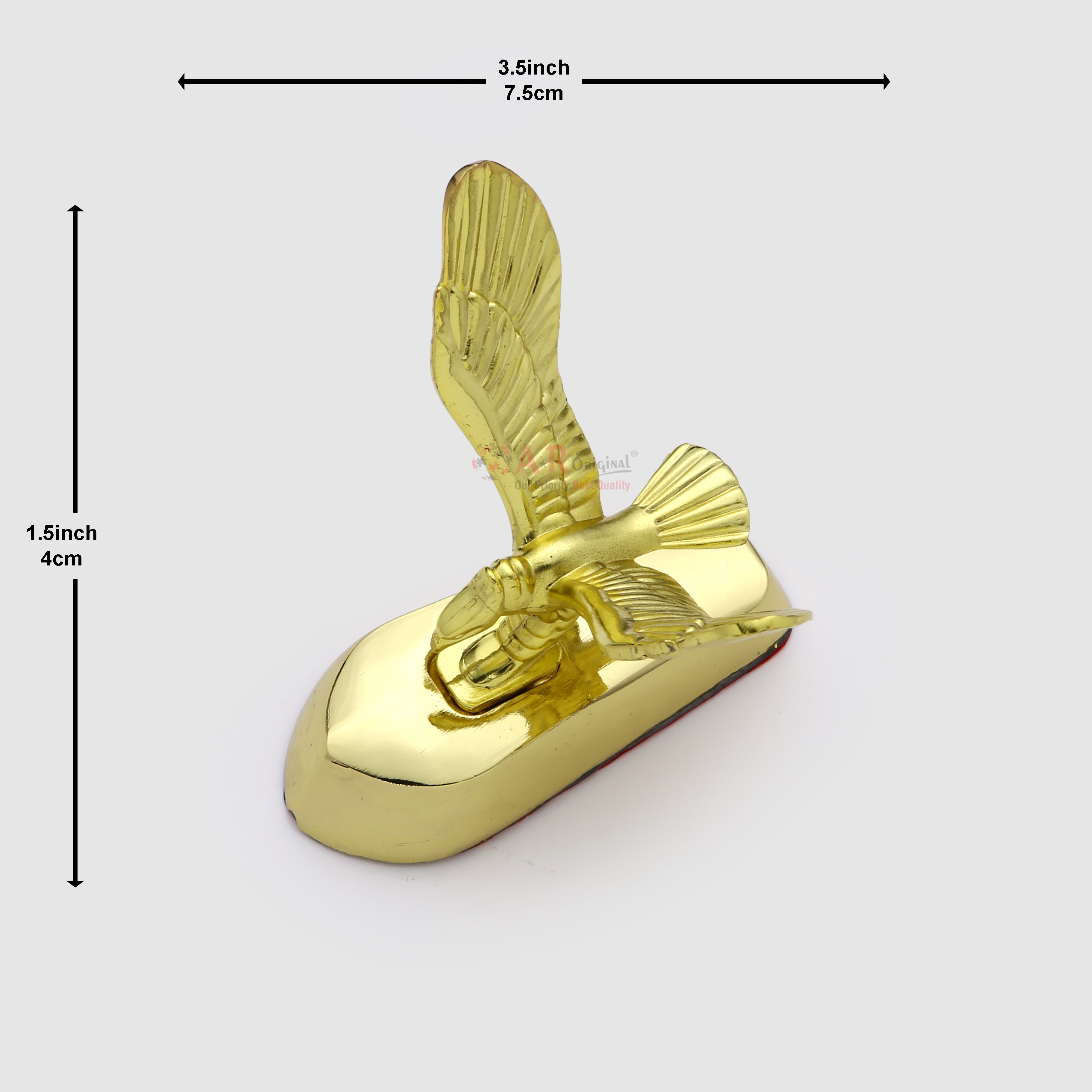 Eagle Shaheen Hood Logo 1.5x3.5inch-4x7.5cm Metal Bonnet Emblem Movable Heavy Golden IP Badge
