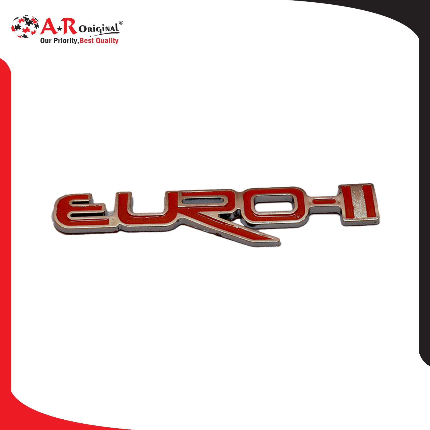 Euro-II Emblem Red 1x5inch-2.5x7.5inch Chrome LC Badge