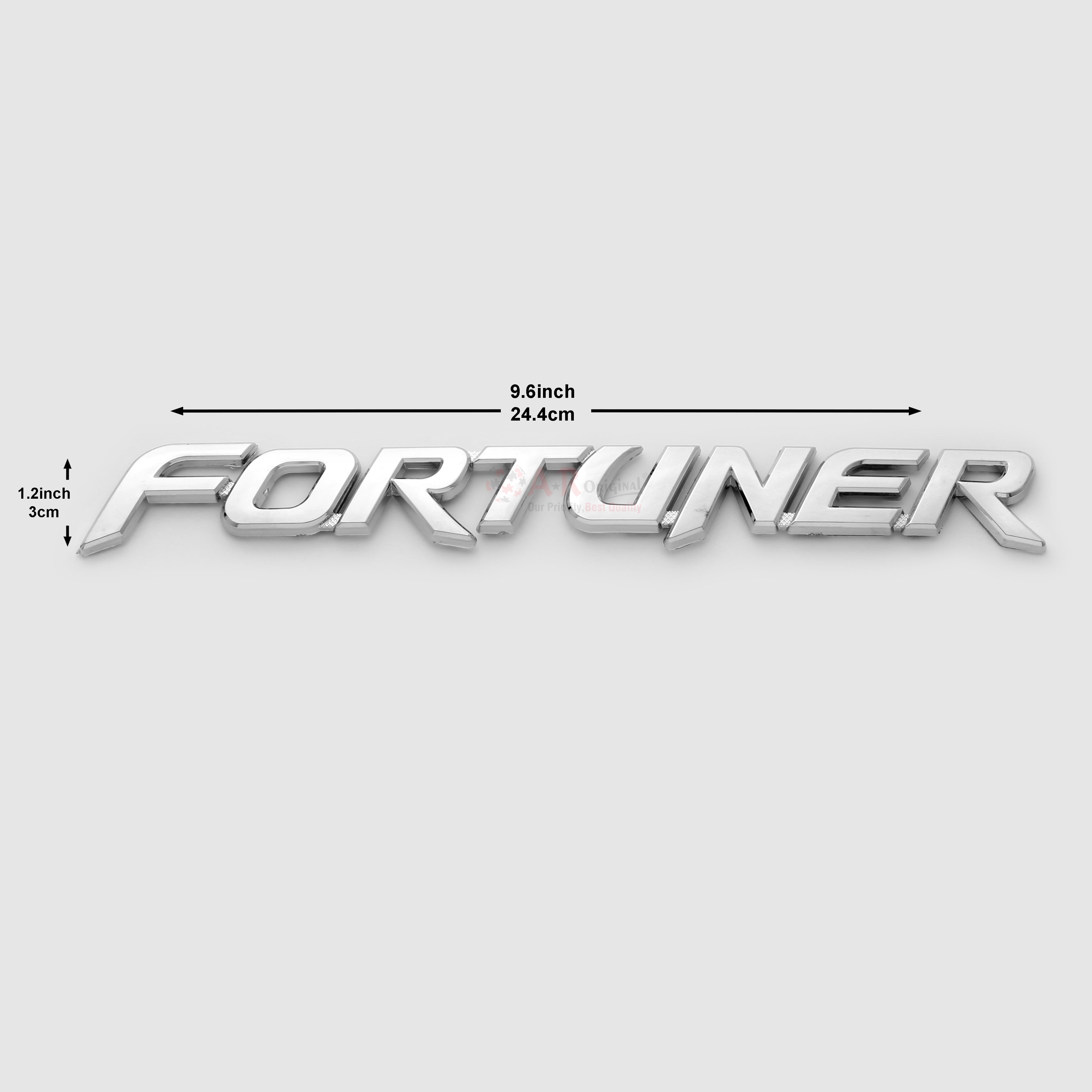 Fortuner Emblem 1.2inchx9.6inch-3x25cm Chrome IP Badge