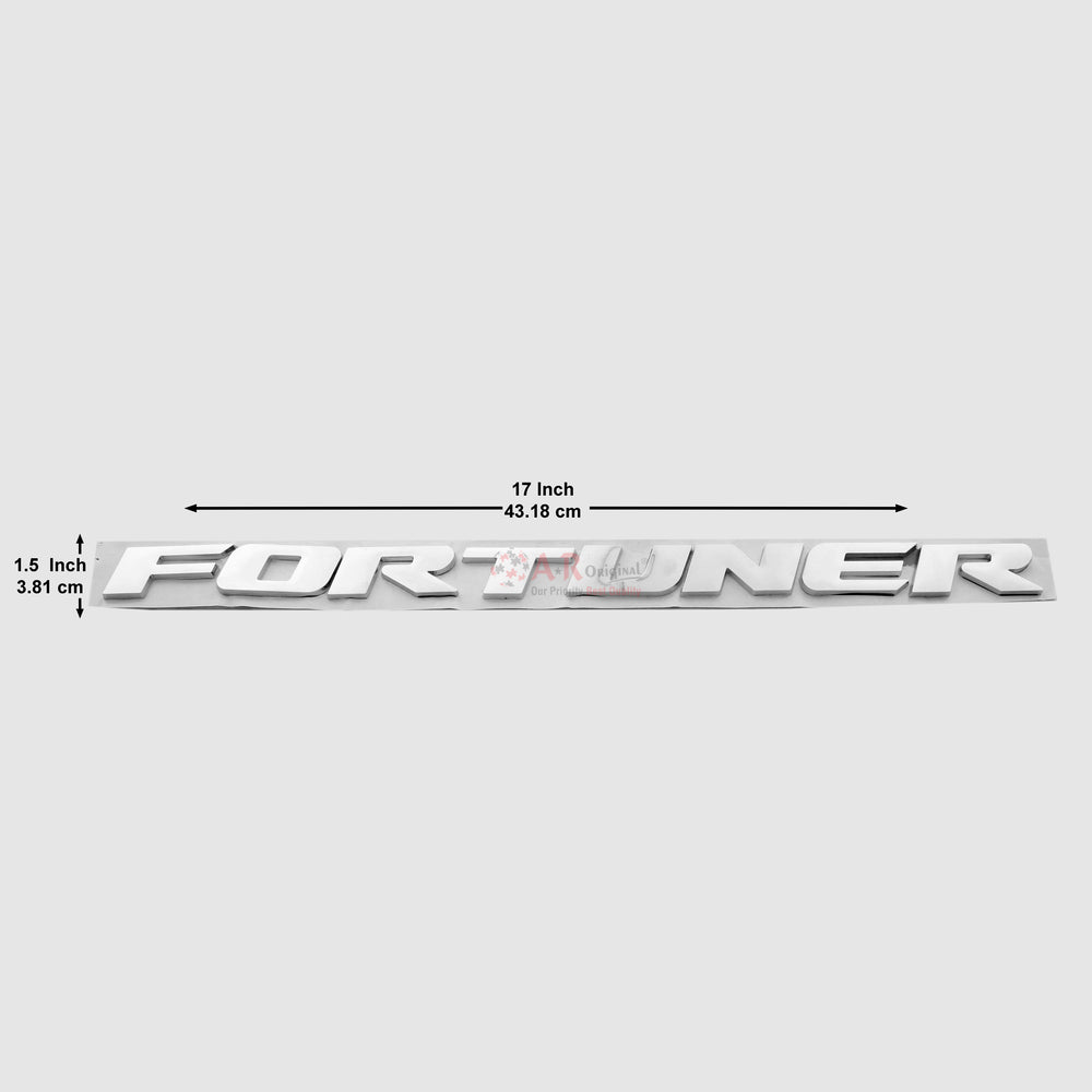 Fortuner Emblem 1.5x17inch-3.5x43cm Bonnet Silver IP Badge