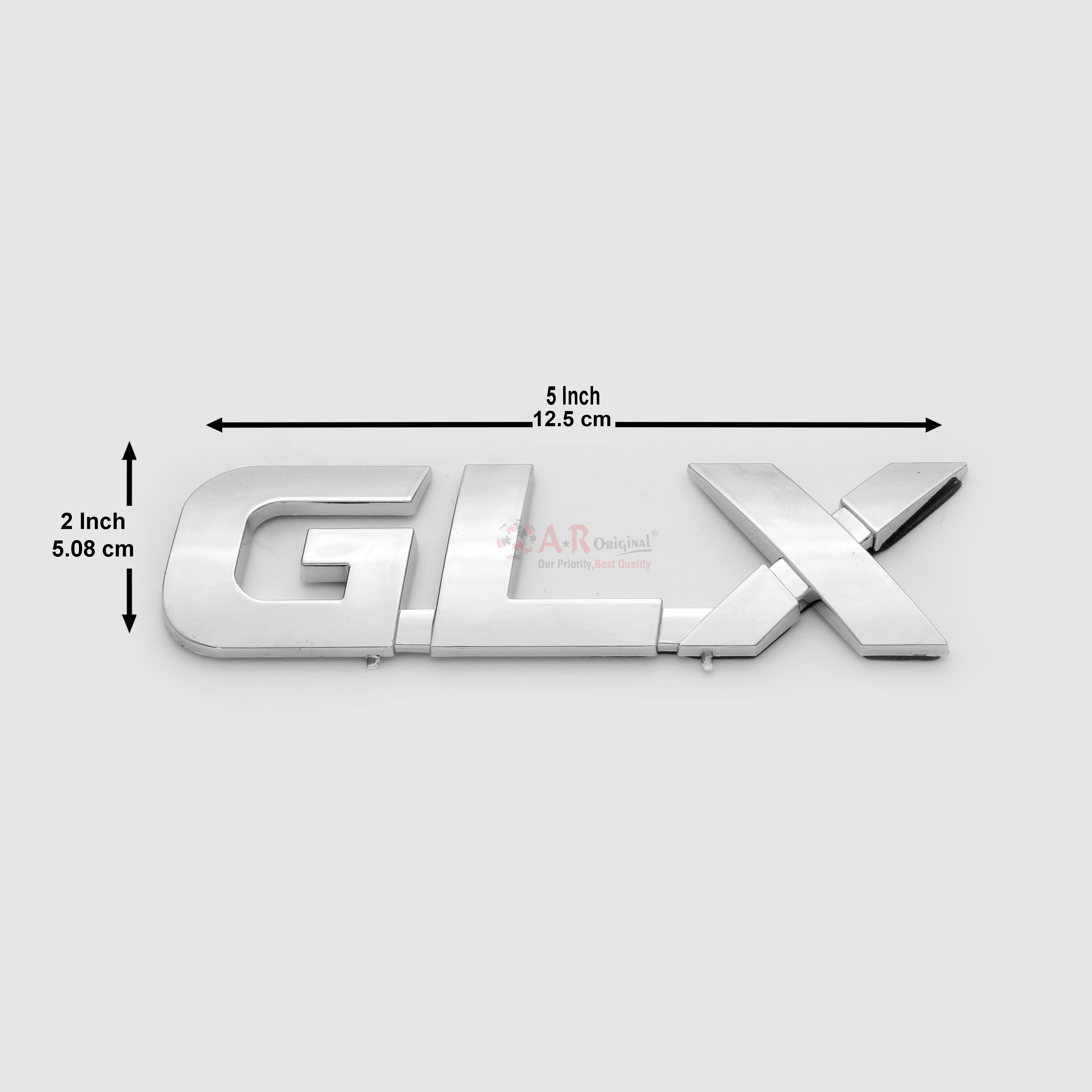 GLX Emblem 2x5inch-5x12.5cm New Font Chrome LC Badge