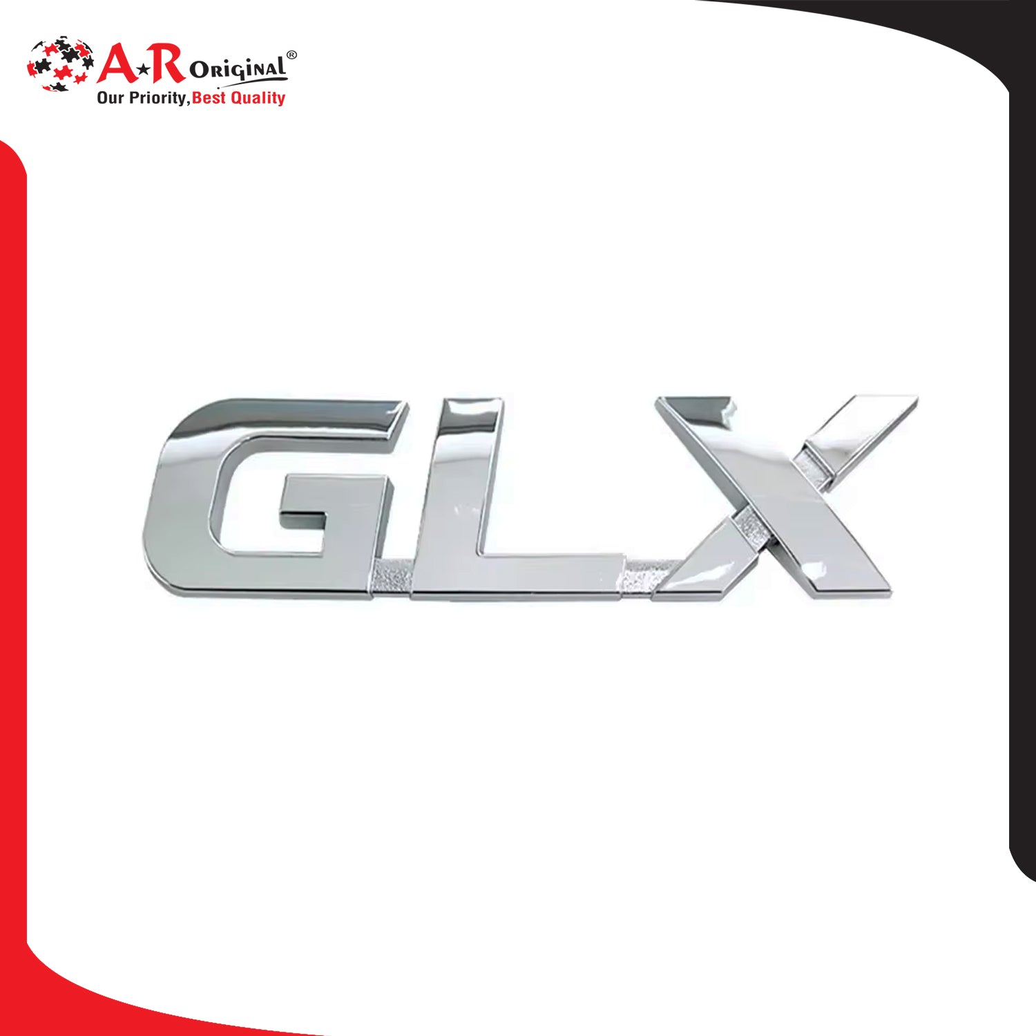 GLX Emblem 2x5inch-5x12.5cm New Font Chrome LC Badge