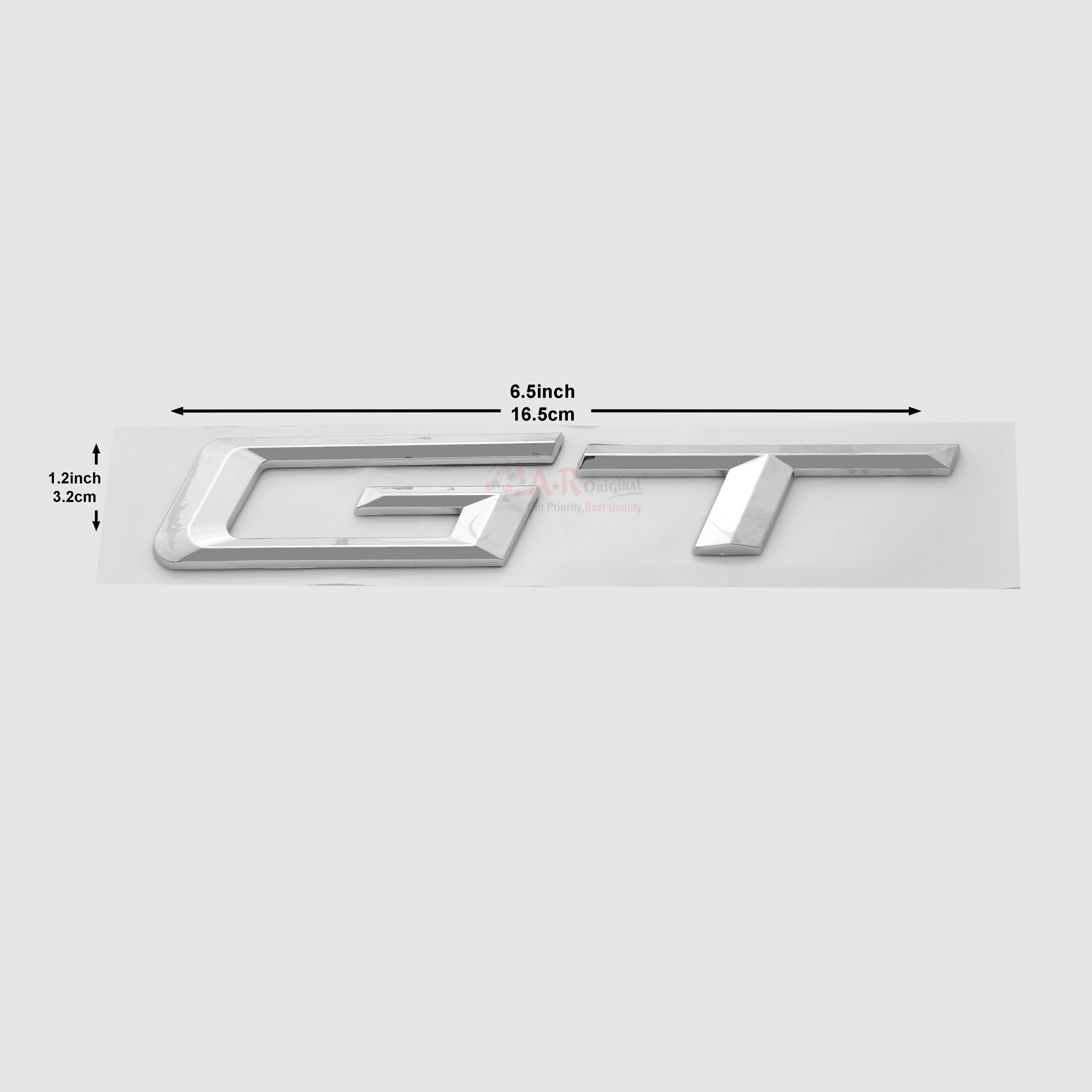 GT Emblem BMW 1.25x6.5inch-3x16cm Chrome IP Badge