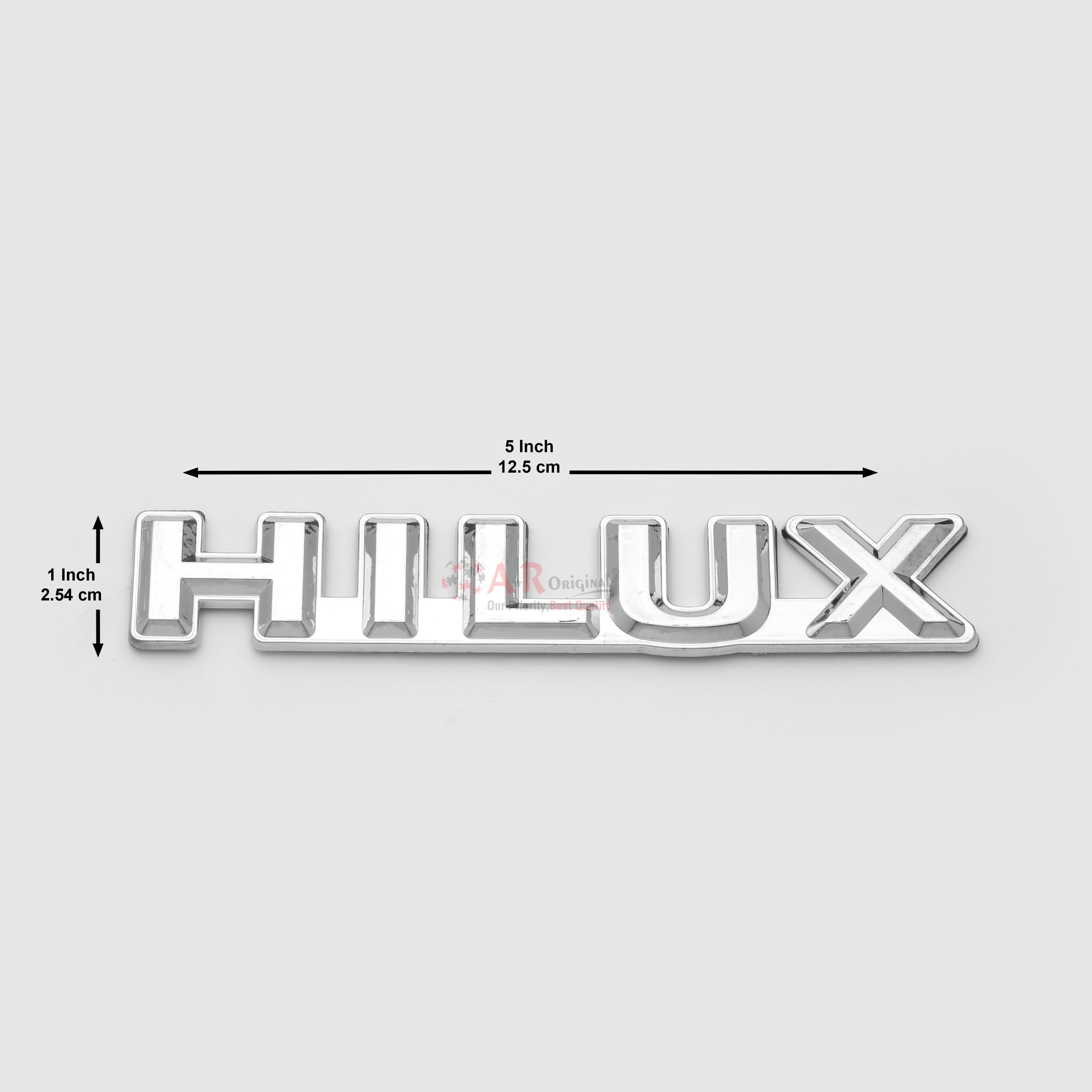 Hilux Emblem 1x5inch-2.5x12.5cm Medium Chrome IP Badge