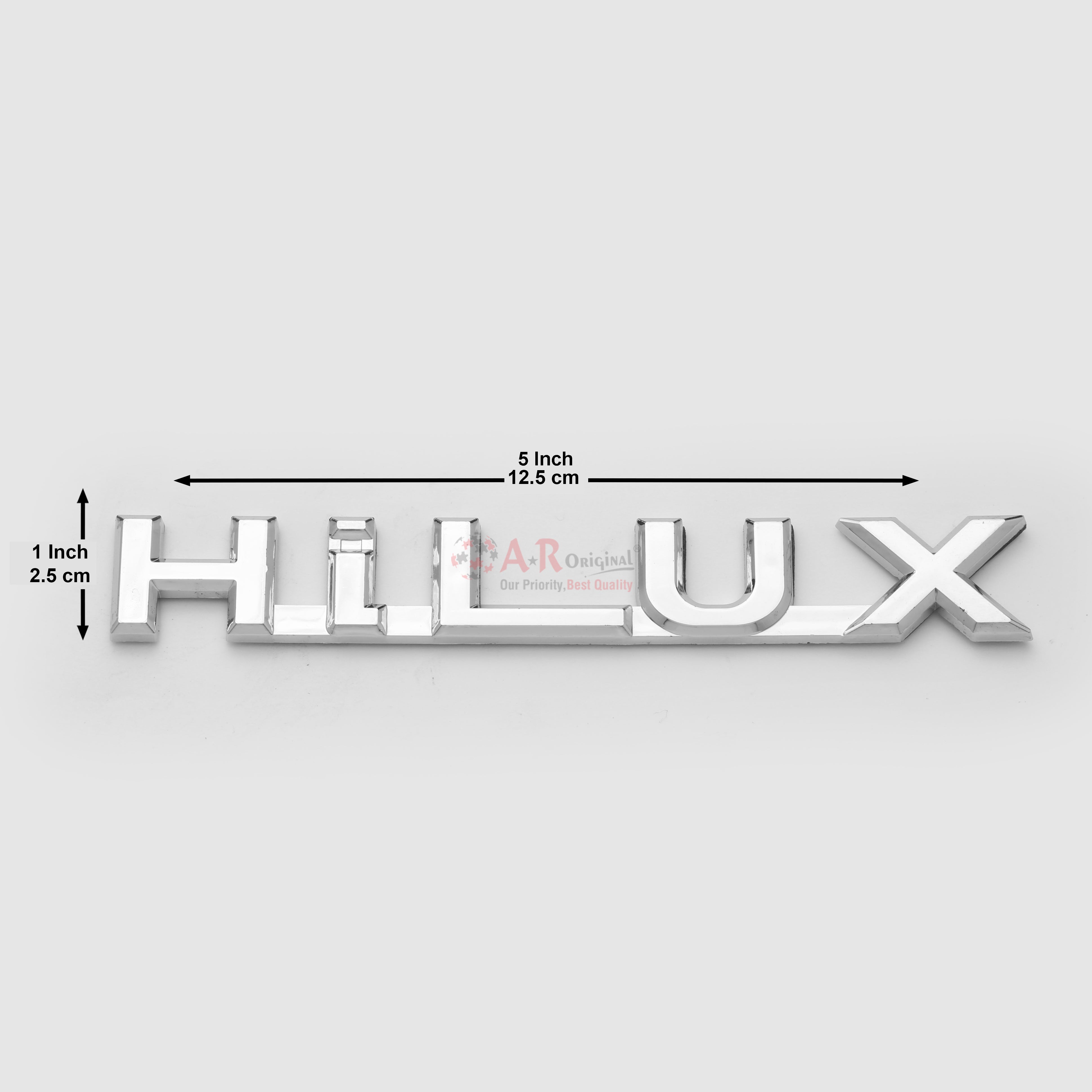 Hilux Emblem 1x5inch-2.5x12.5cm Medium idot Chrome IP Badge