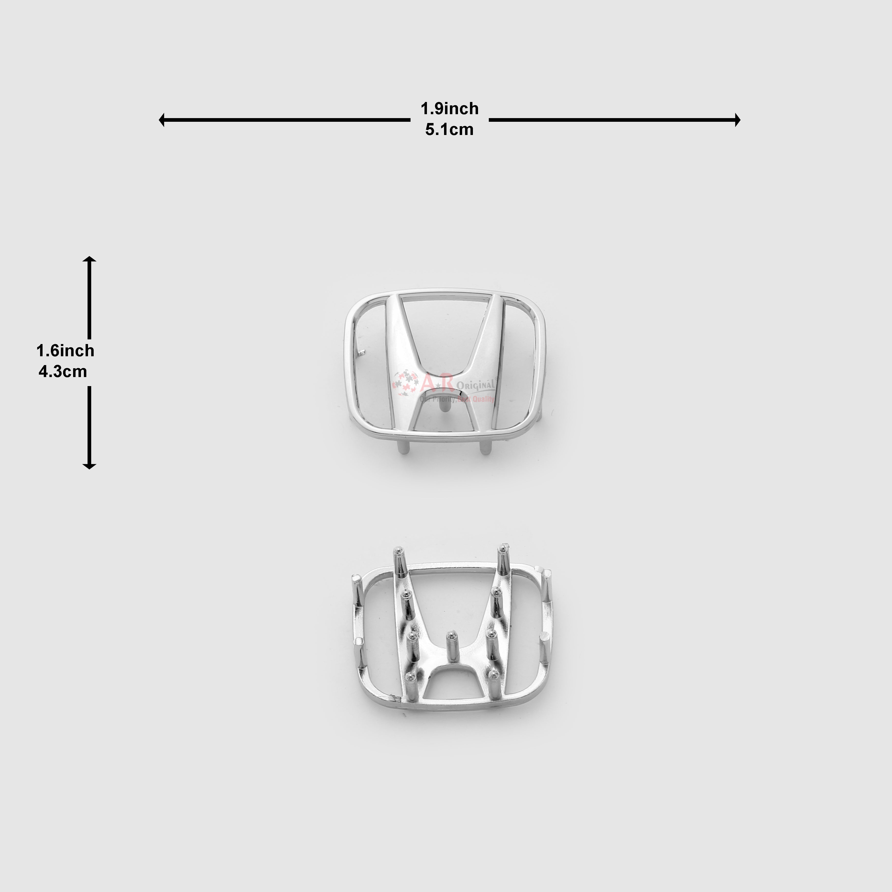 Honda Logo ABS Steering Small Pin Fit  1.9inchx1.6inch-4x5 cm Chrome IMP  Badge (2)