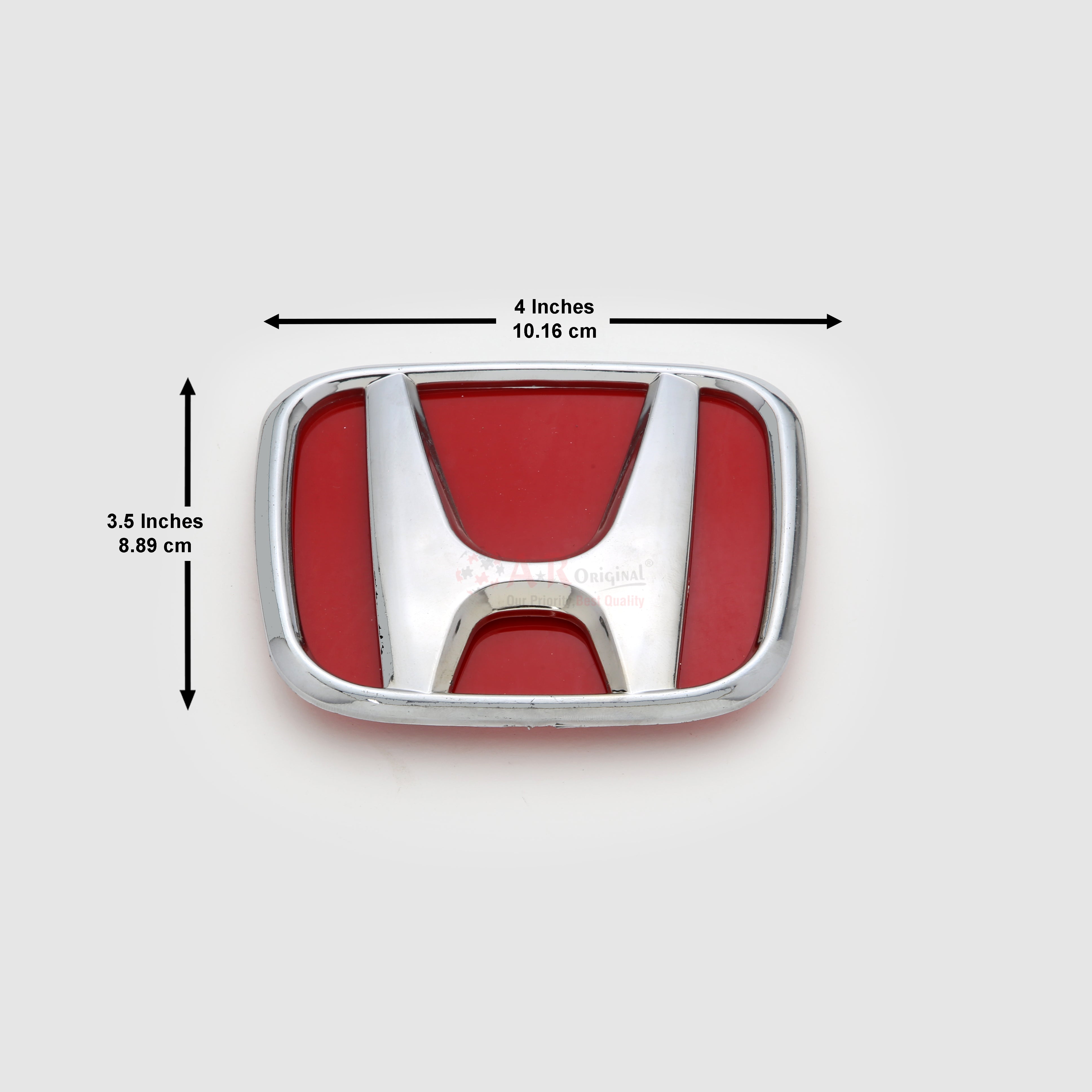Honda Logo Civic 14 Grill Rear+Red Acrylic Sheet 3.5x4inch-9x10.5cm Chrome LC Badge (2)
