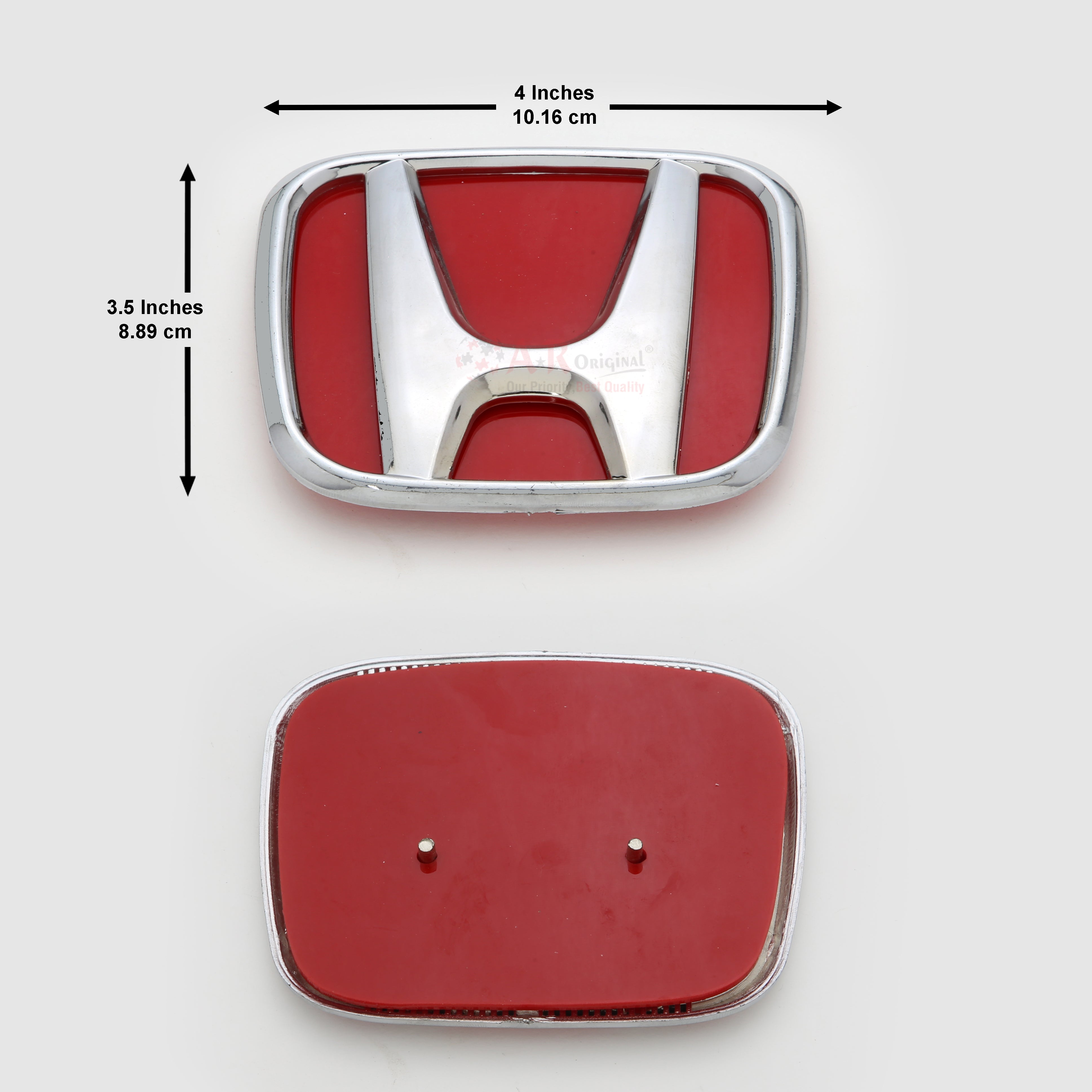 Honda Logo Civic 14 Grill Rear+Red Acrylic Sheet 3.5x4inch-9x10.5cm Chrome LC Badge (2)