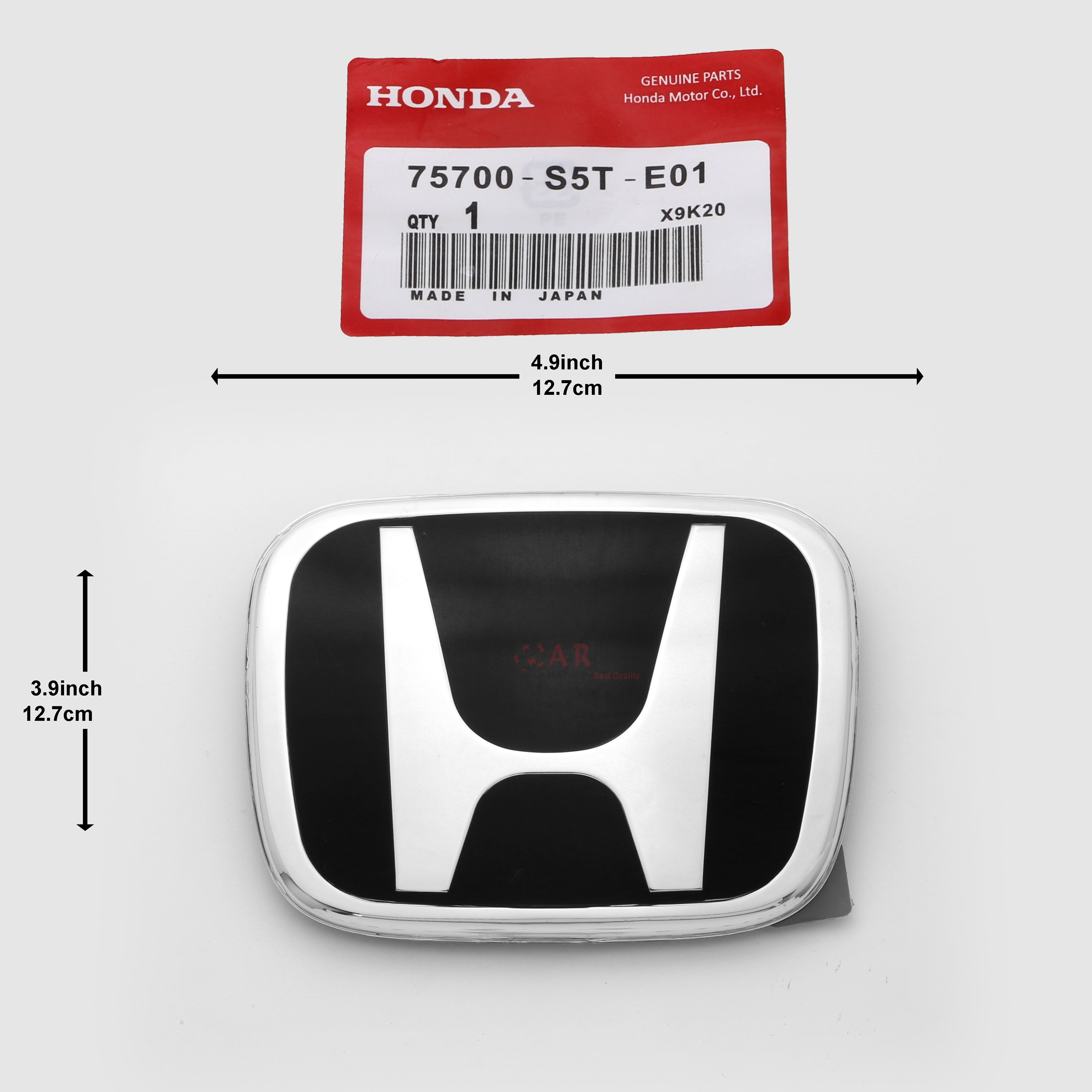 Honda Logo Mugen E01 Style 4.9inch 12.7cm - 3.9inch 12.7cm Reborn Front Grill Black Silver IP Badge