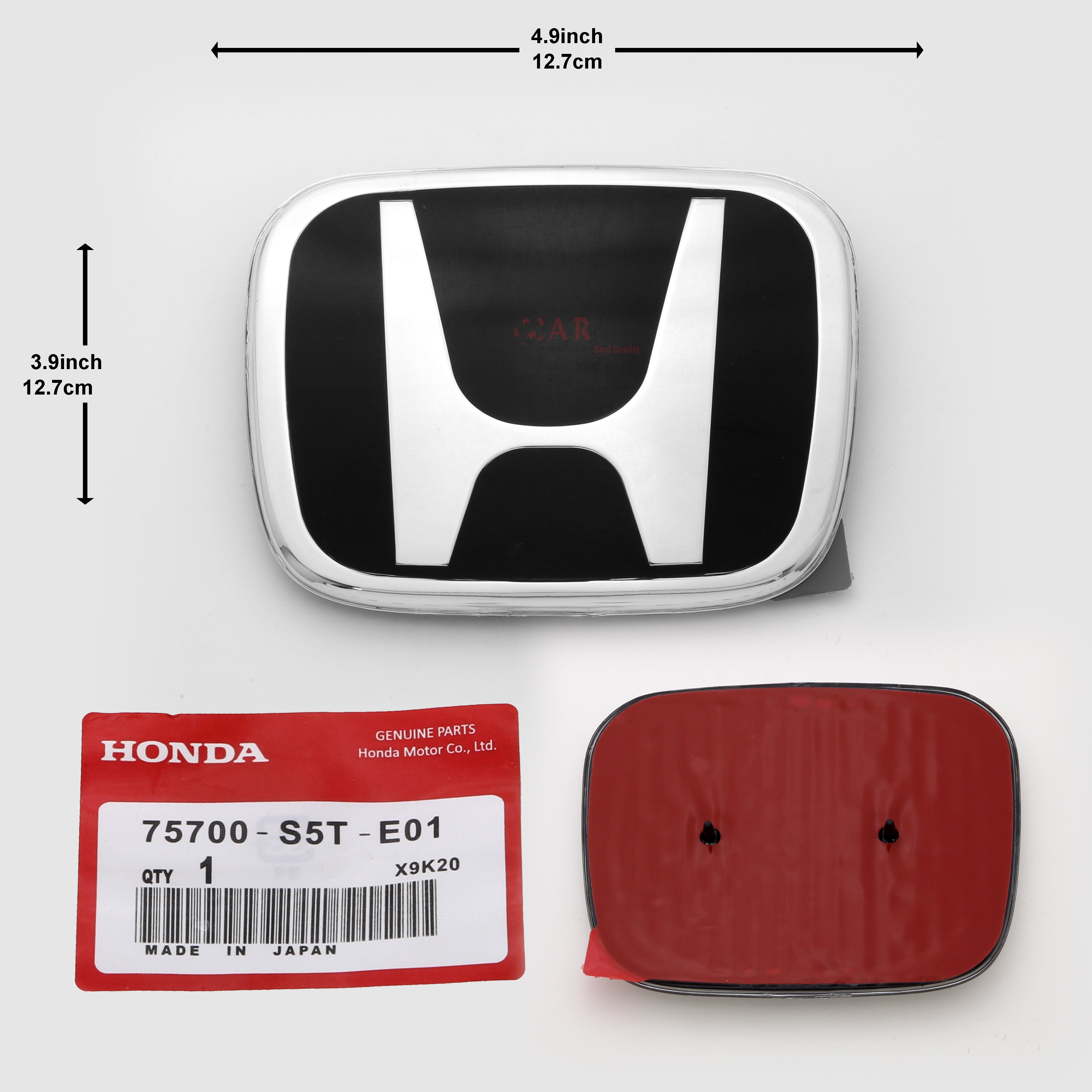 Honda Logo Mugen E01 Style 4.9inch 12.7cm - 3.9inch 12.7cm Reborn Front Grill Black Silver IP Badge