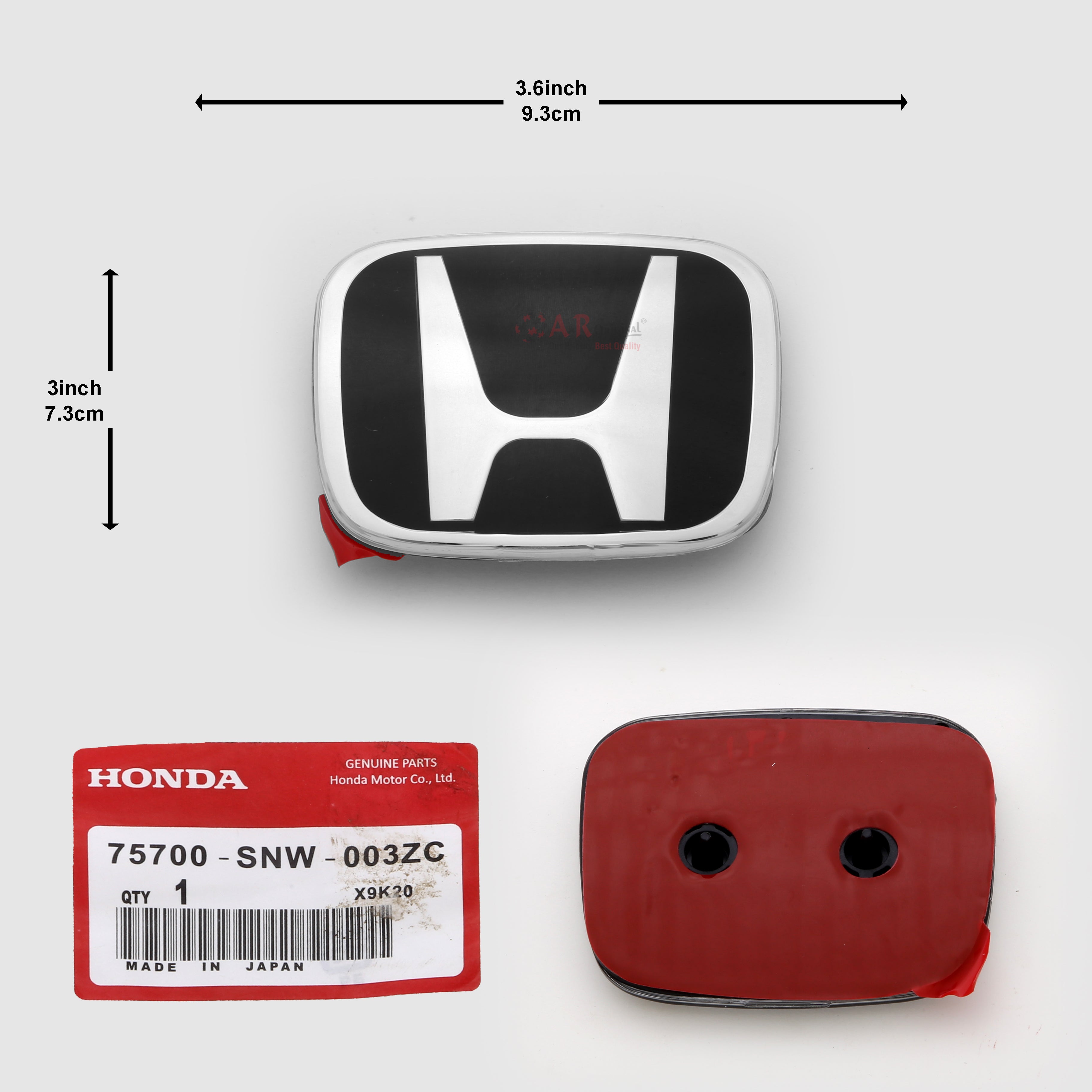 Honda Logo Mugen Style 003ZC 3.1inch 9.4cm - 3inch 7.2cm Civic Reborn Rear Black Silver IP Badge