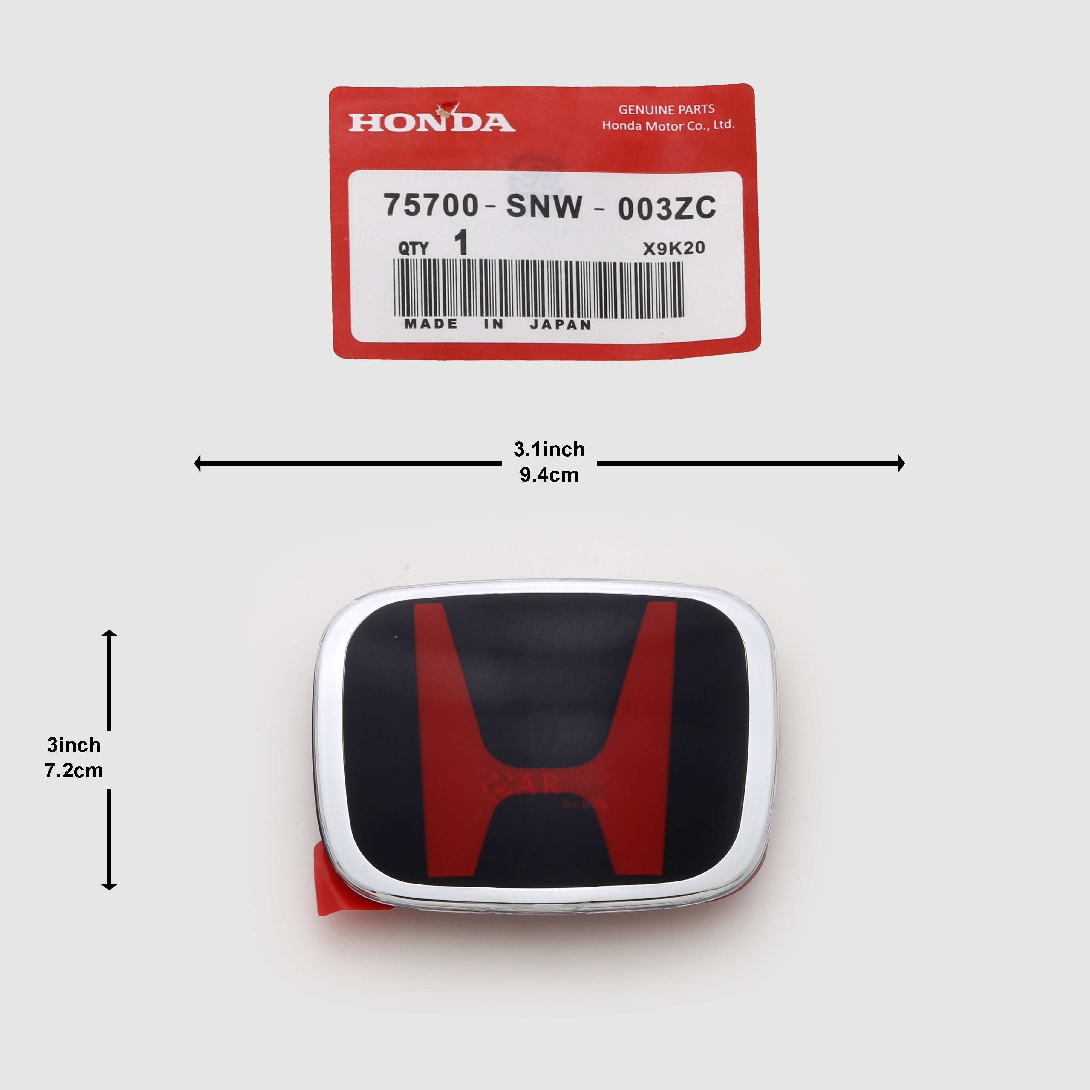 Honda Logo Mugen Style 003ZC 3.1inch 9.4cm - 3inch 7.2cm Civic Reborn Rear Red Black IP Badge