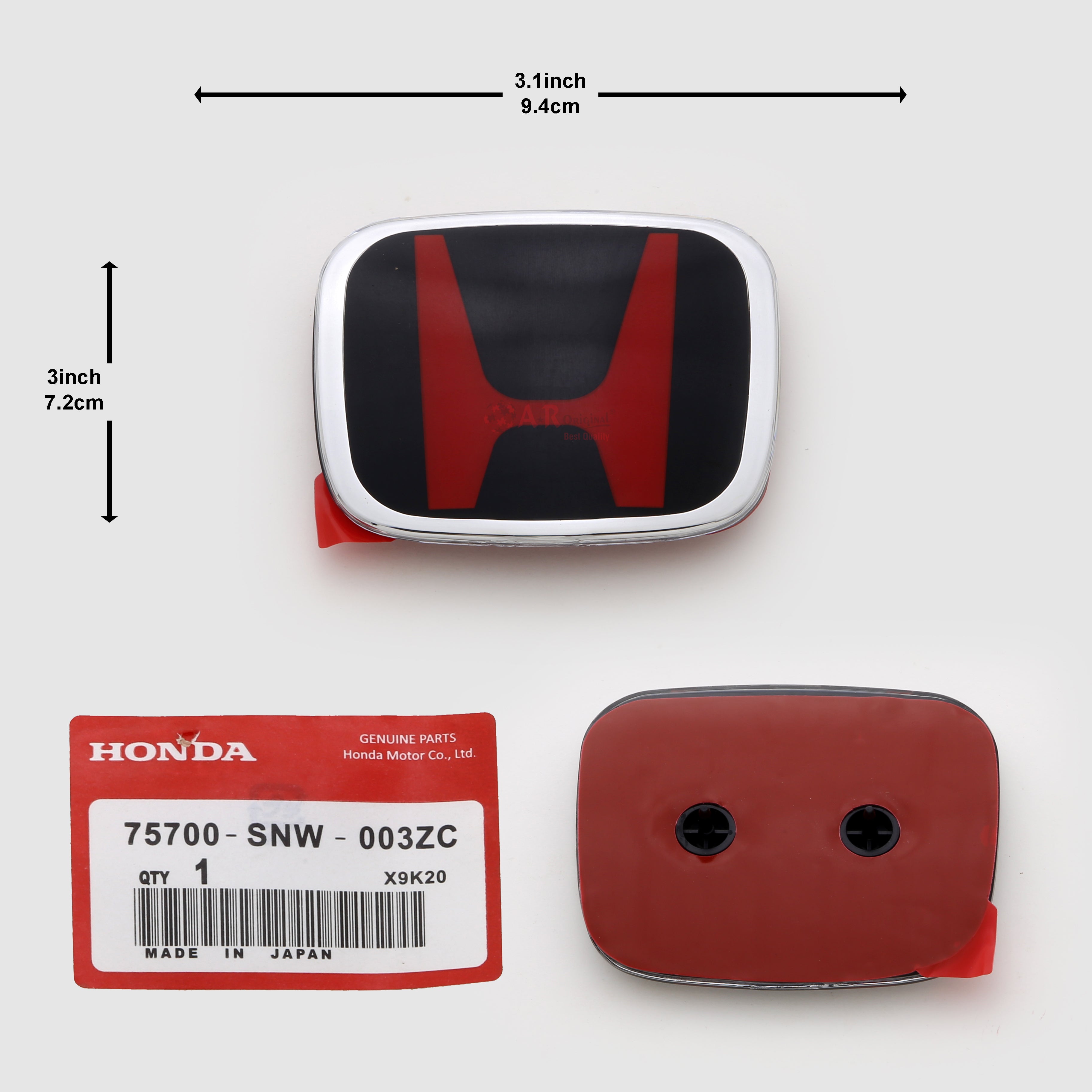 Honda Logo Mugen Style 003ZC 3.1inch 9.4cm - 3inch 7.2cm Civic Reborn Rear Red Black IP Badge