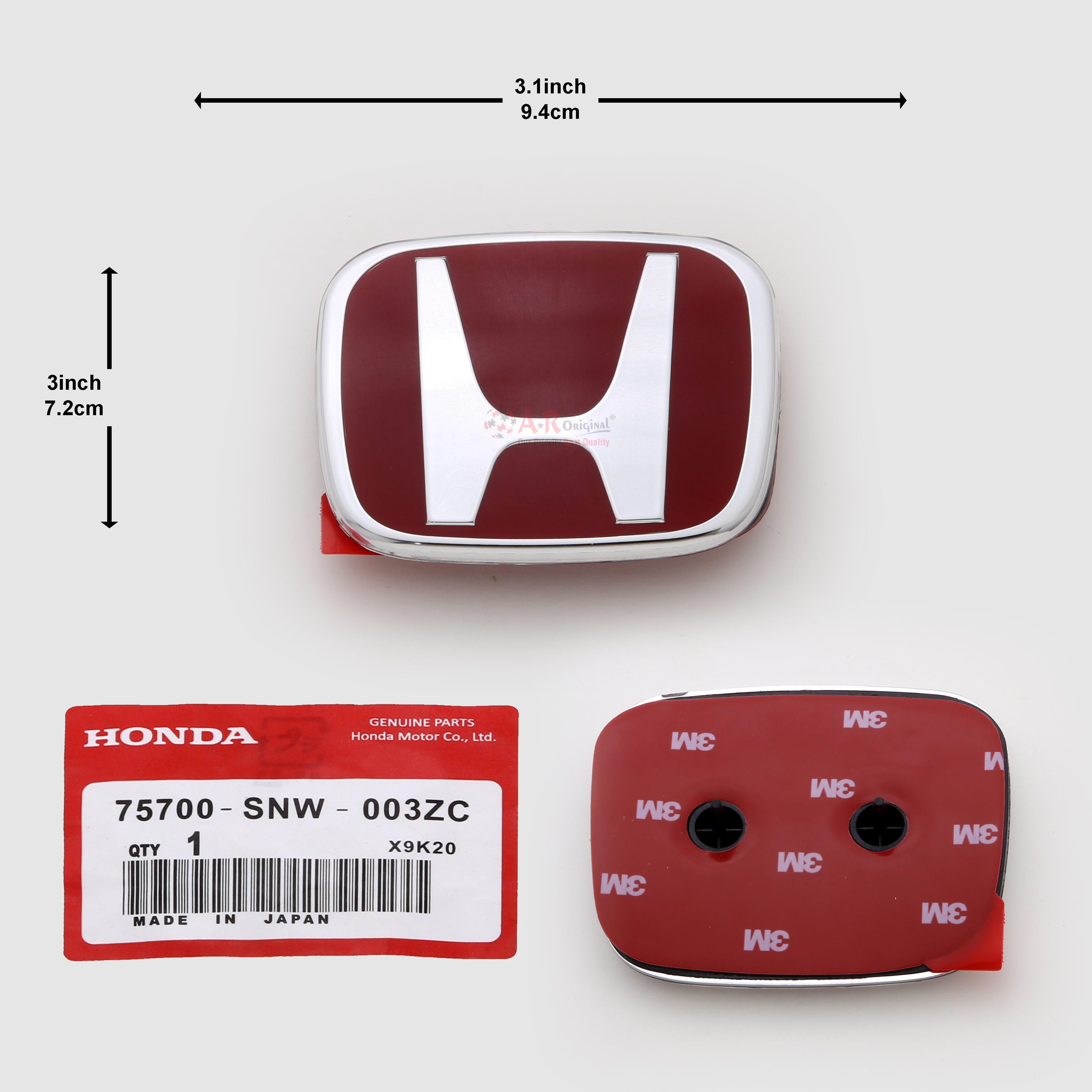 Honda Logo Mugen Style 003ZC 3.1inch 9.4cm - 3inch 7.2cm Civic Reborn Rear Red Silver IP Badge