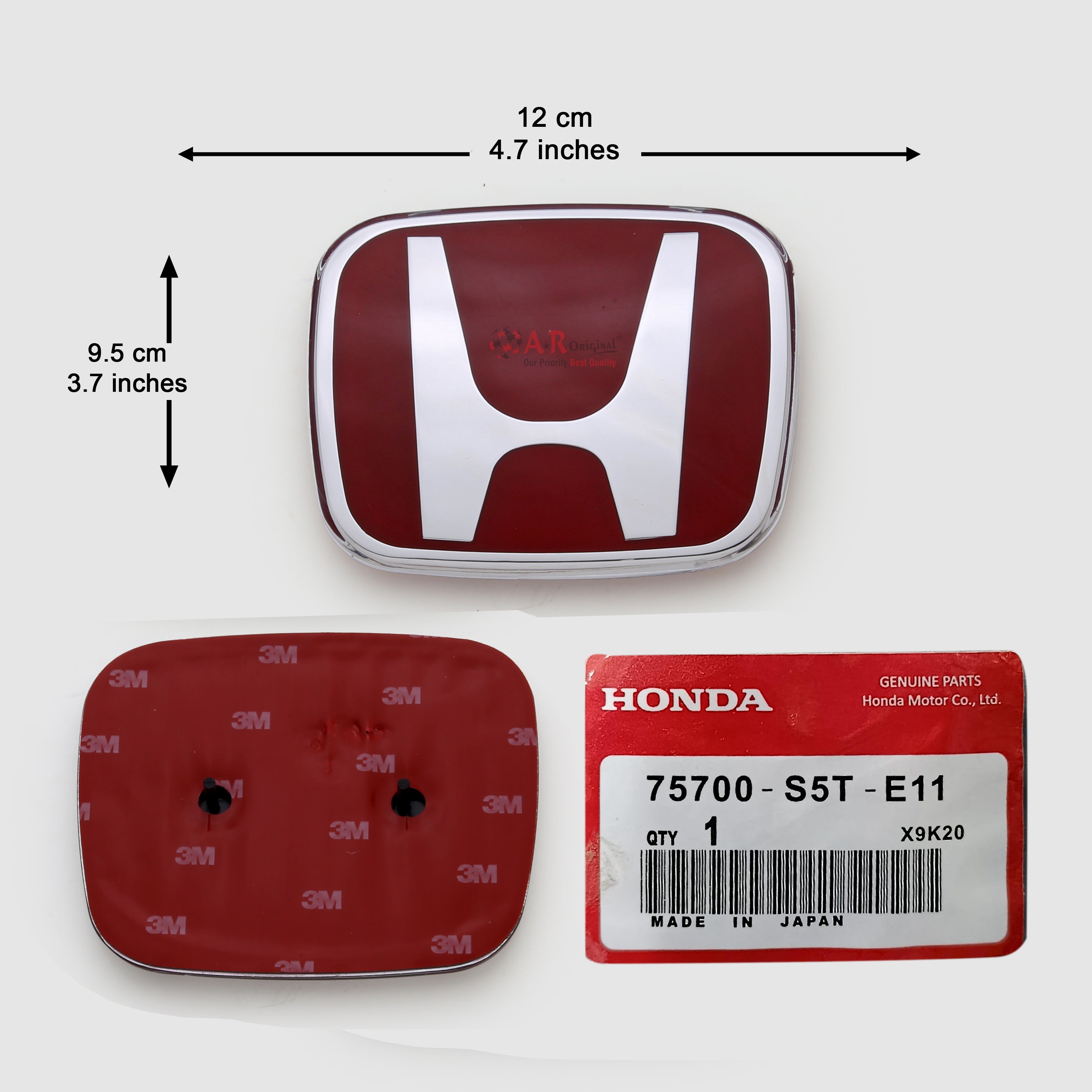 Honda Logo Mugen Style 9.5x12 cm CityGM Front Grill 09-14 Red Silver IP Badge