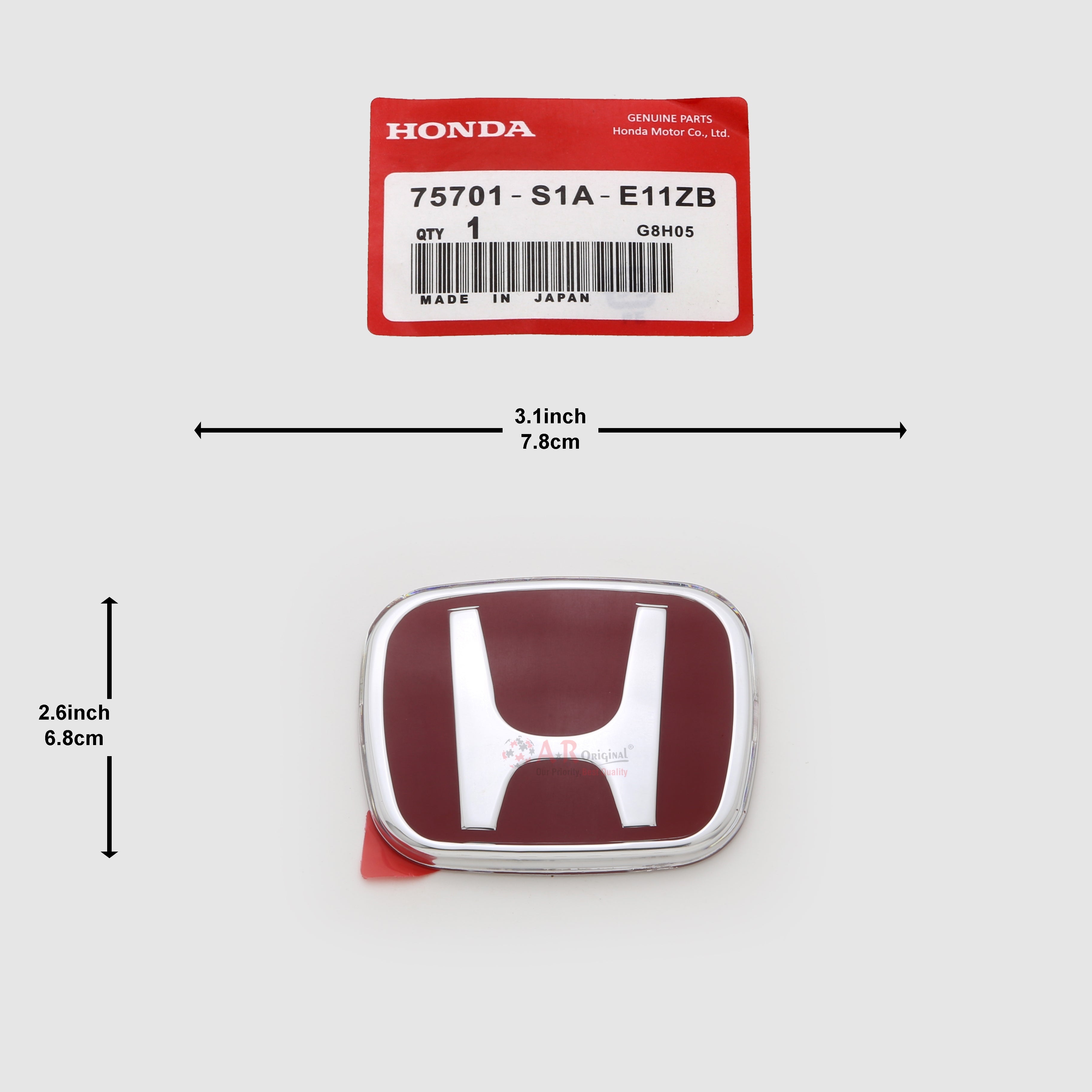 Honda Logo Mugen Style E11ZB 3.1 inch,7.9cm-2.6inch,6.8cm Civic 2000-2006 Eagle Eye Rear Red Silver IP Badge