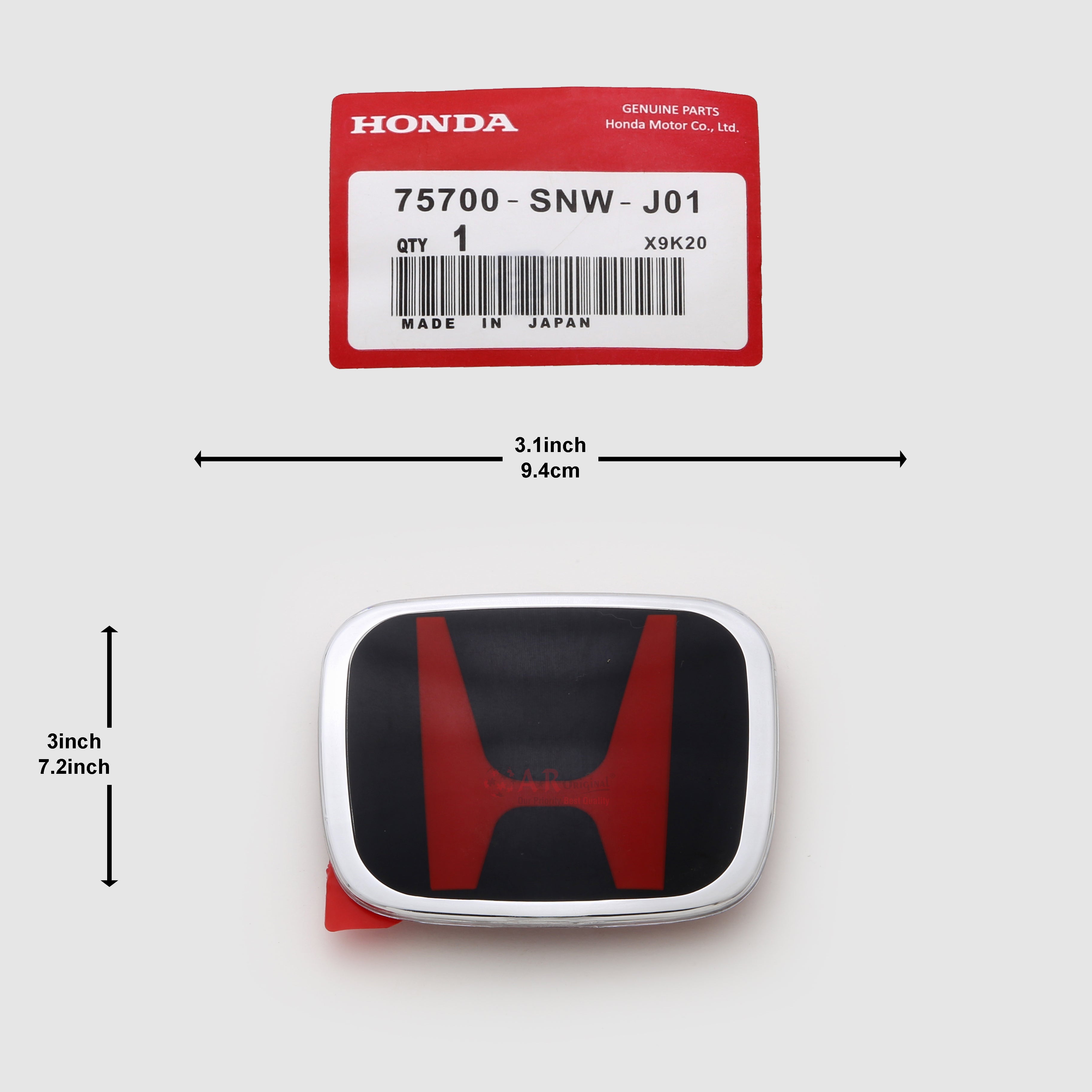 Honda Logo Mugen Style J01 3.1inch,9.4cm-3inch,7.2inch Civic 2001-02 Front Grill Red Black IP Badge