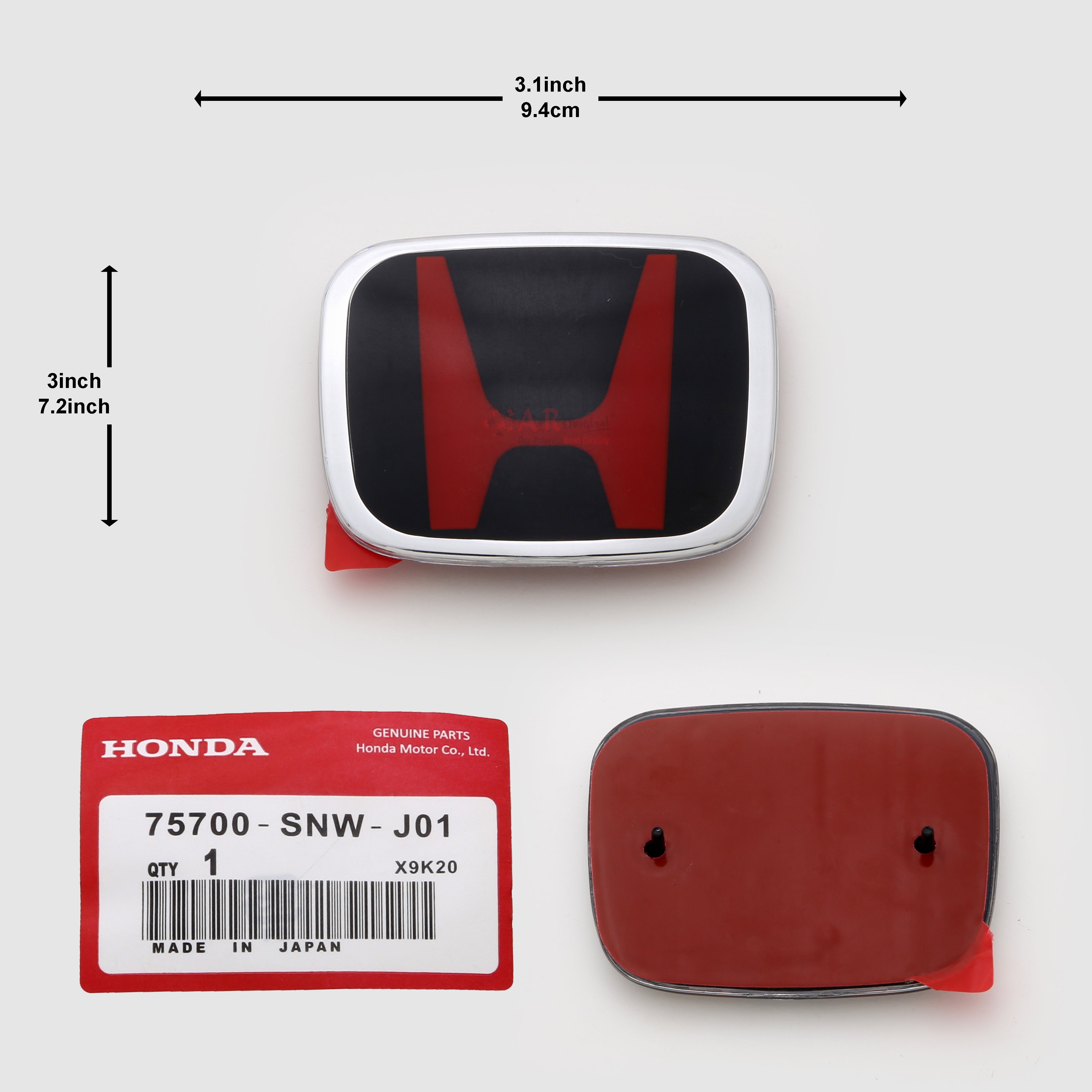 Honda Logo Mugen Style J01 3.1inch,9.4cm-3inch,7.2inch Civic 2001-02 Front Grill Red Black IP Badge