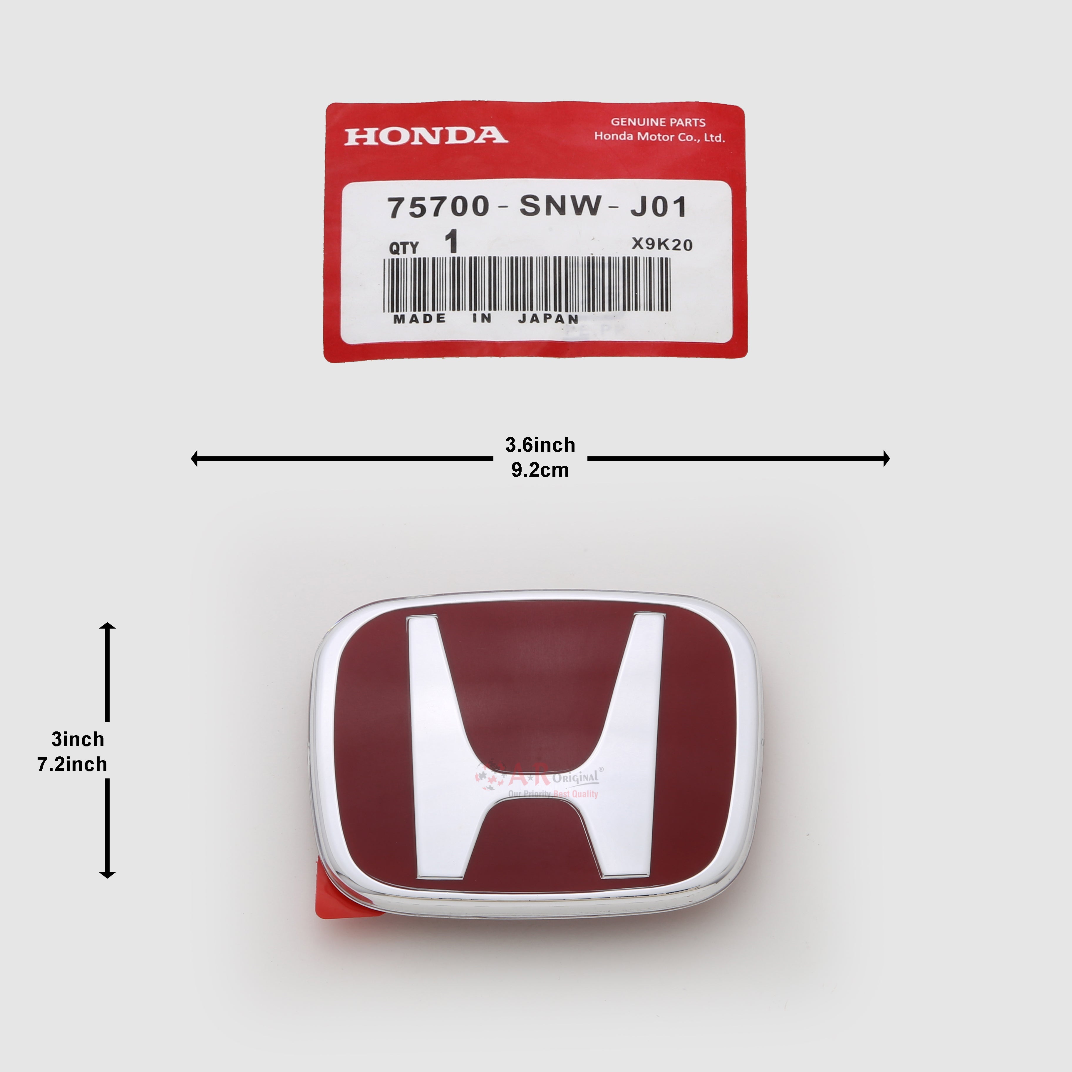 Honda Logo Mugen Style J01 3.1inch,9.4cm-3inch,7.2inch Civic 2001-02 Front Grill Red Silver IP Badge