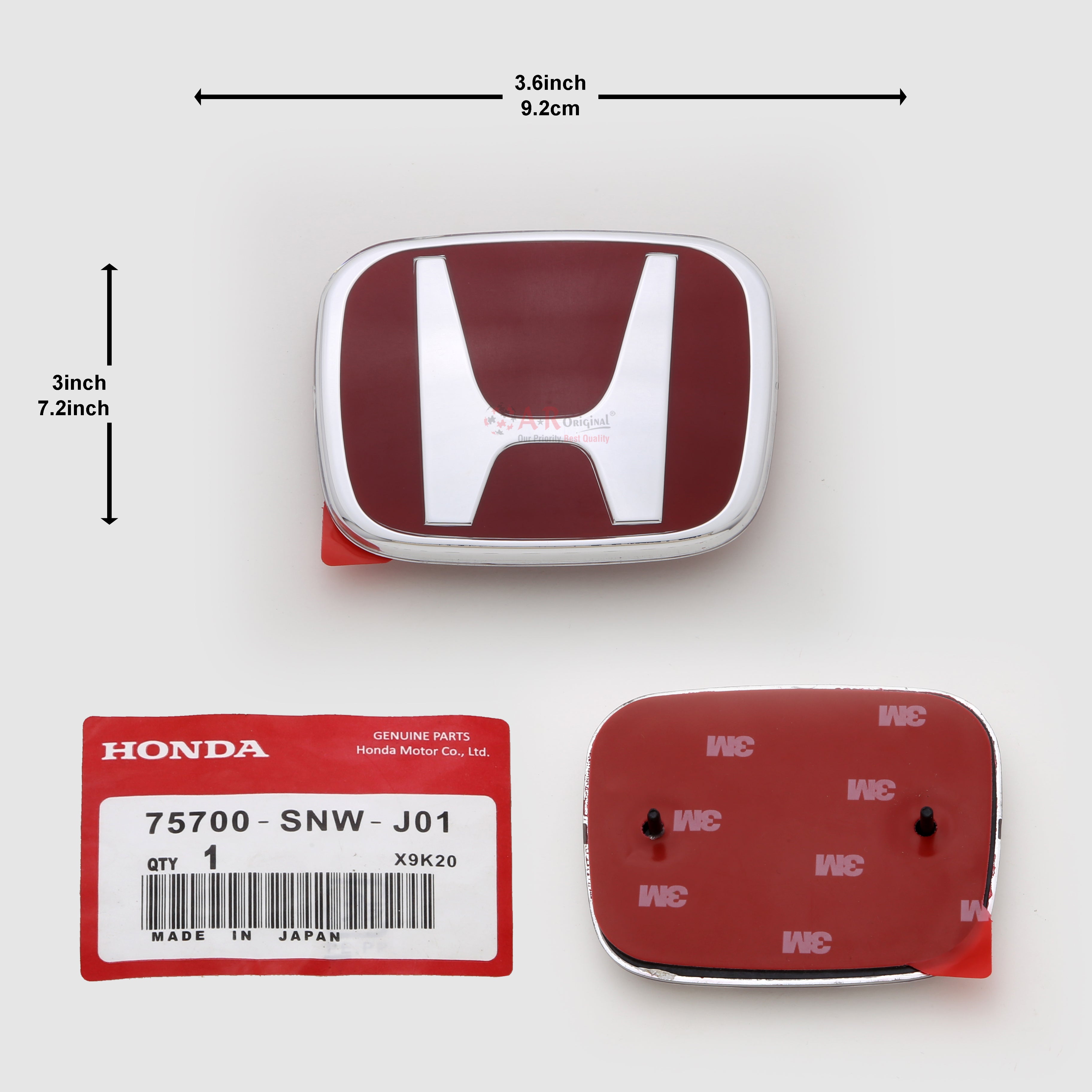 Honda Logo Mugen Style J01 3.1inch,9.4cm-3inch,7.2inch Civic 2001-02 Front Grill Red Silver IP Badge