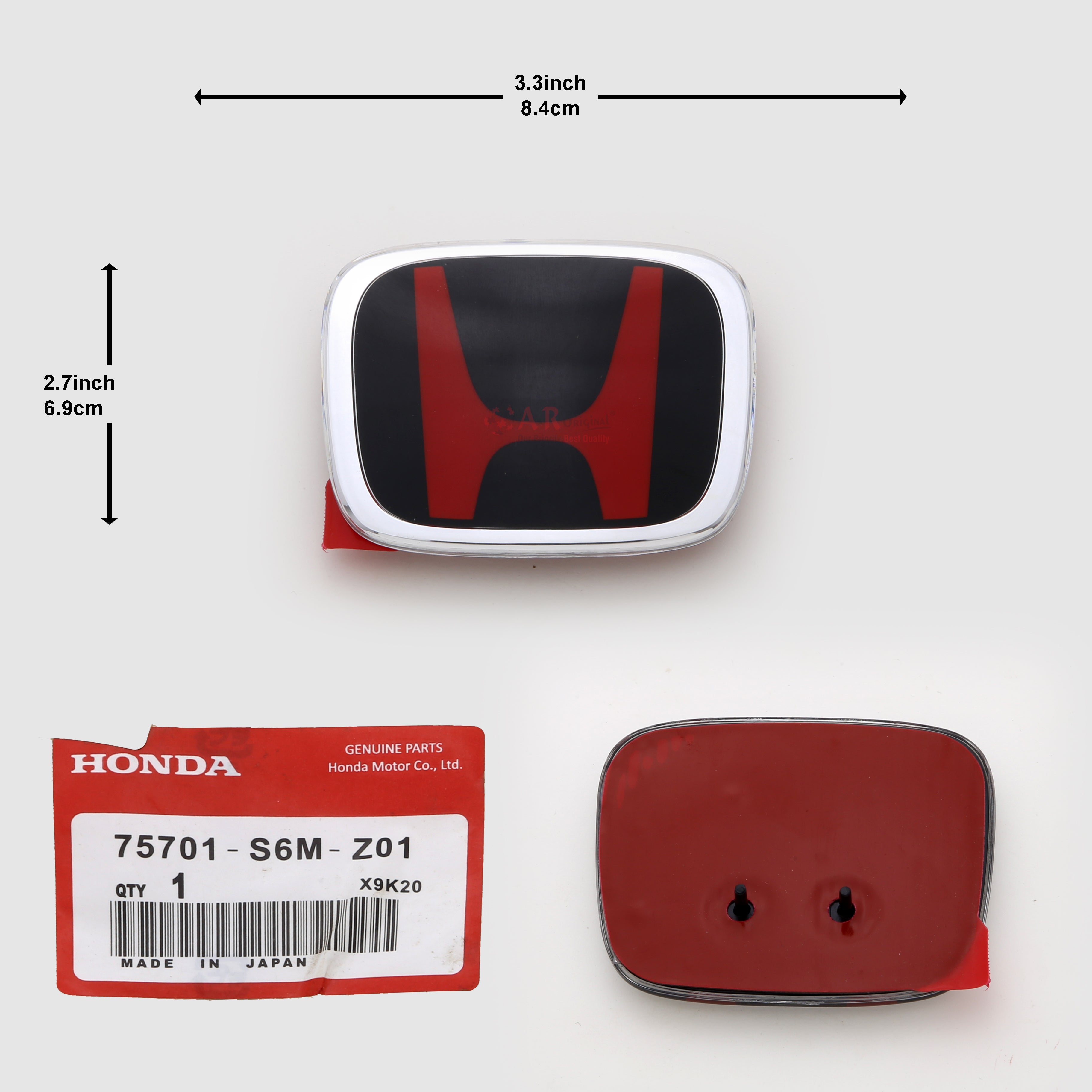 Honda Logo Mugen Style Z01 3.3inch,8.4cm-2.7inch,6.9cm Civic Ols 90's Rear Red Black IP Badge