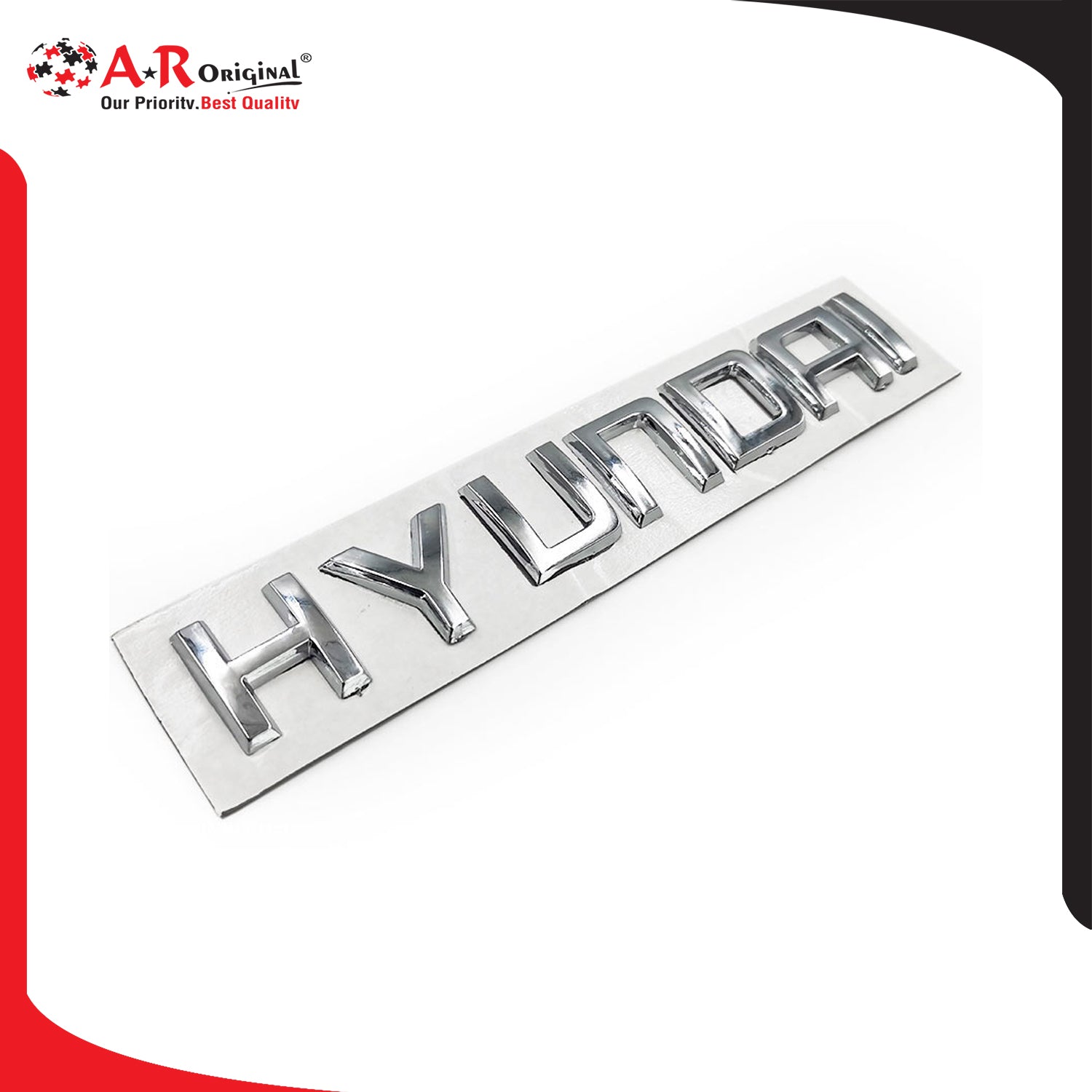 Hyundai Emblem Separate Alpha 1x7inch-2.5x17cm Chrome IP Badge