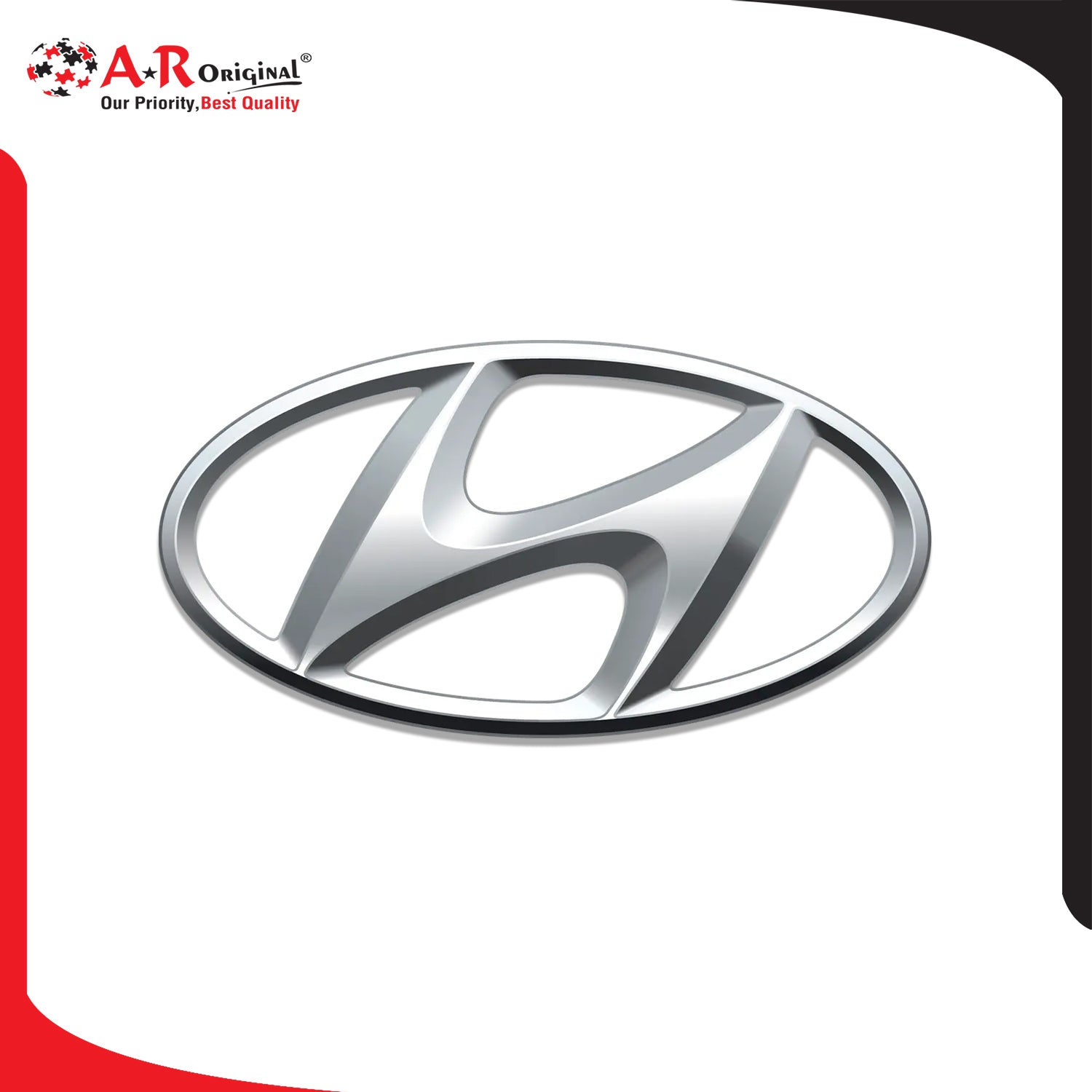 Hyundai Logo 2.1x5.1inch-6.7x13cm Santro Front Chrome LC Badge