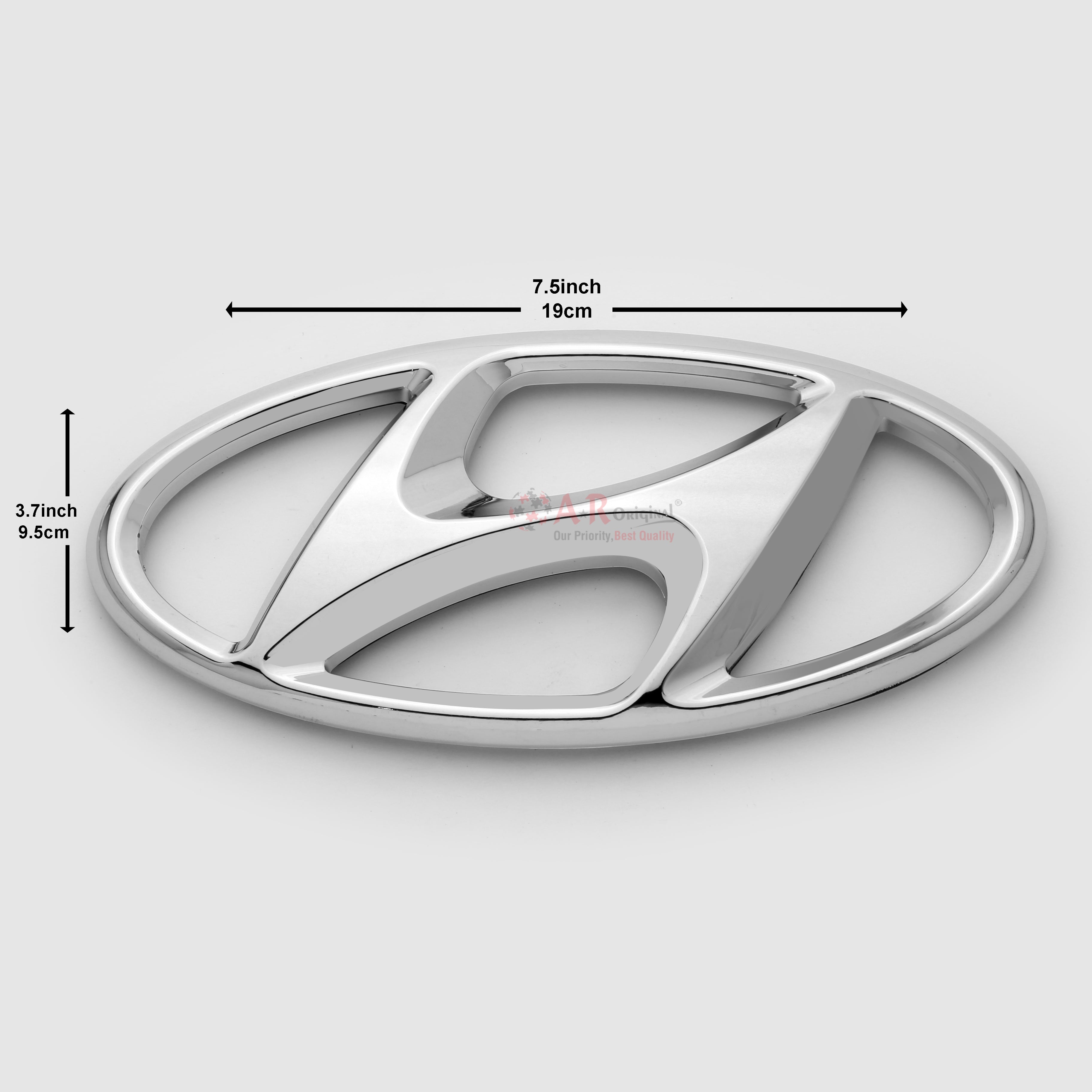 Hyundai Logo 3.7x7.5inch-9.5x19cm Pin Fit Jumbo Size Chrome IP Badge