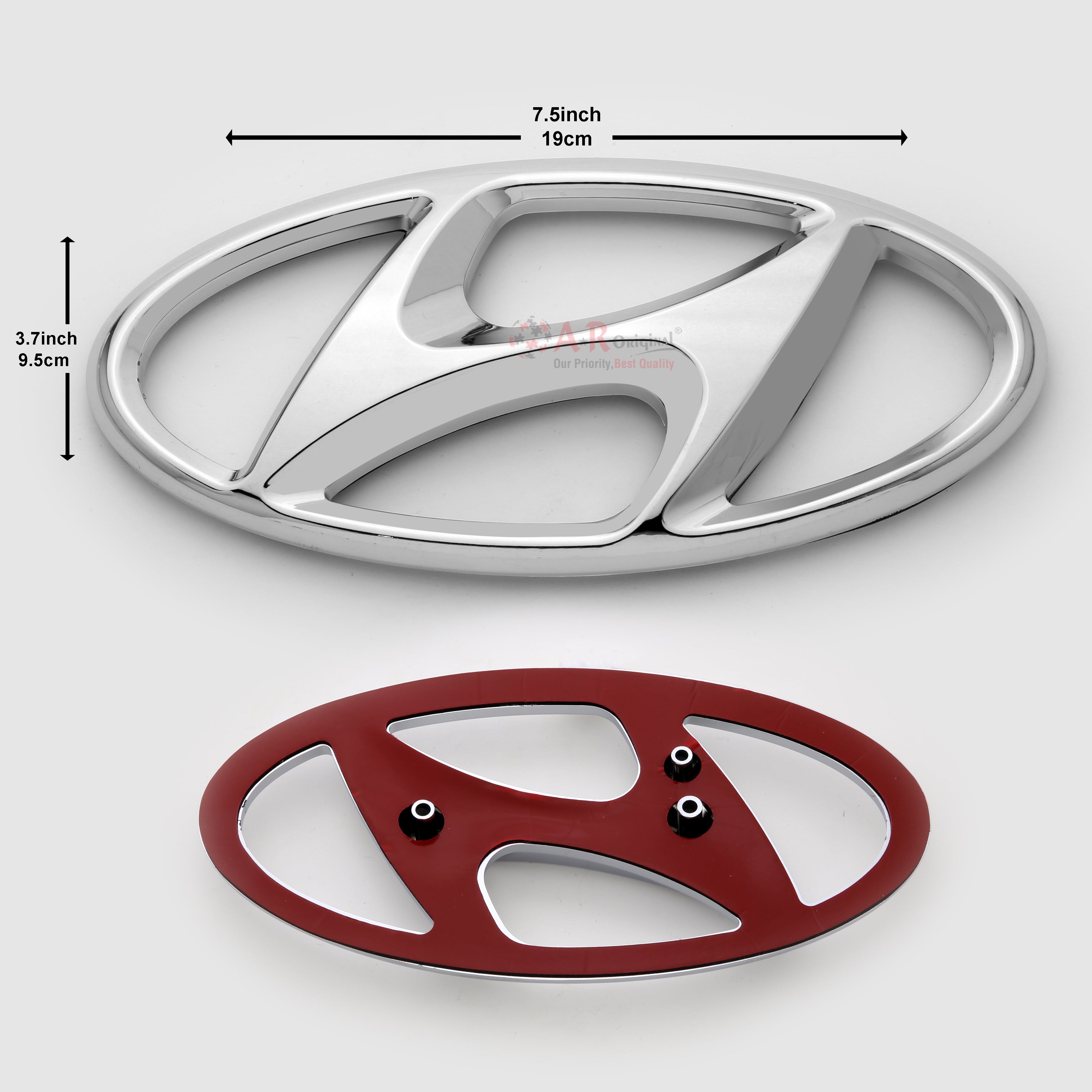 Hyundai Logo 3.7x7.5inch-9.5x19cm Pin Fit Jumbo Size Chrome IP Badge