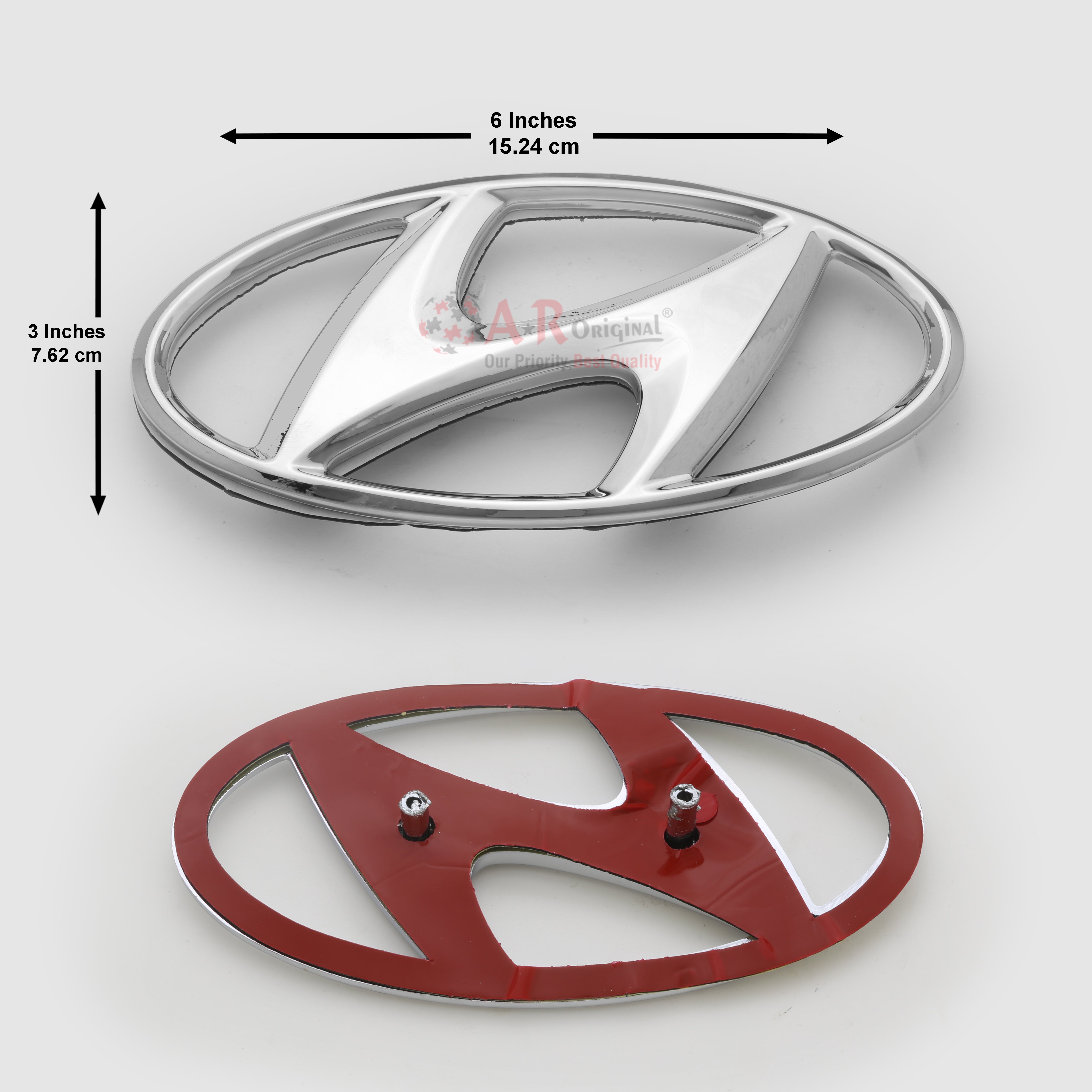 Hyundai Logo 3x6inch-7.5x14.8cm Pin Fit Chrome IP Badge