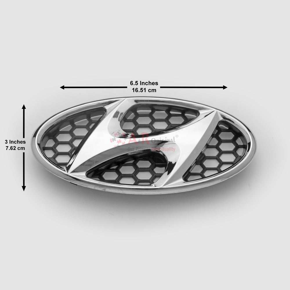 Hyundai Logo Black Base 3x6.5inch-7.5x17cm Chrome LC Badge