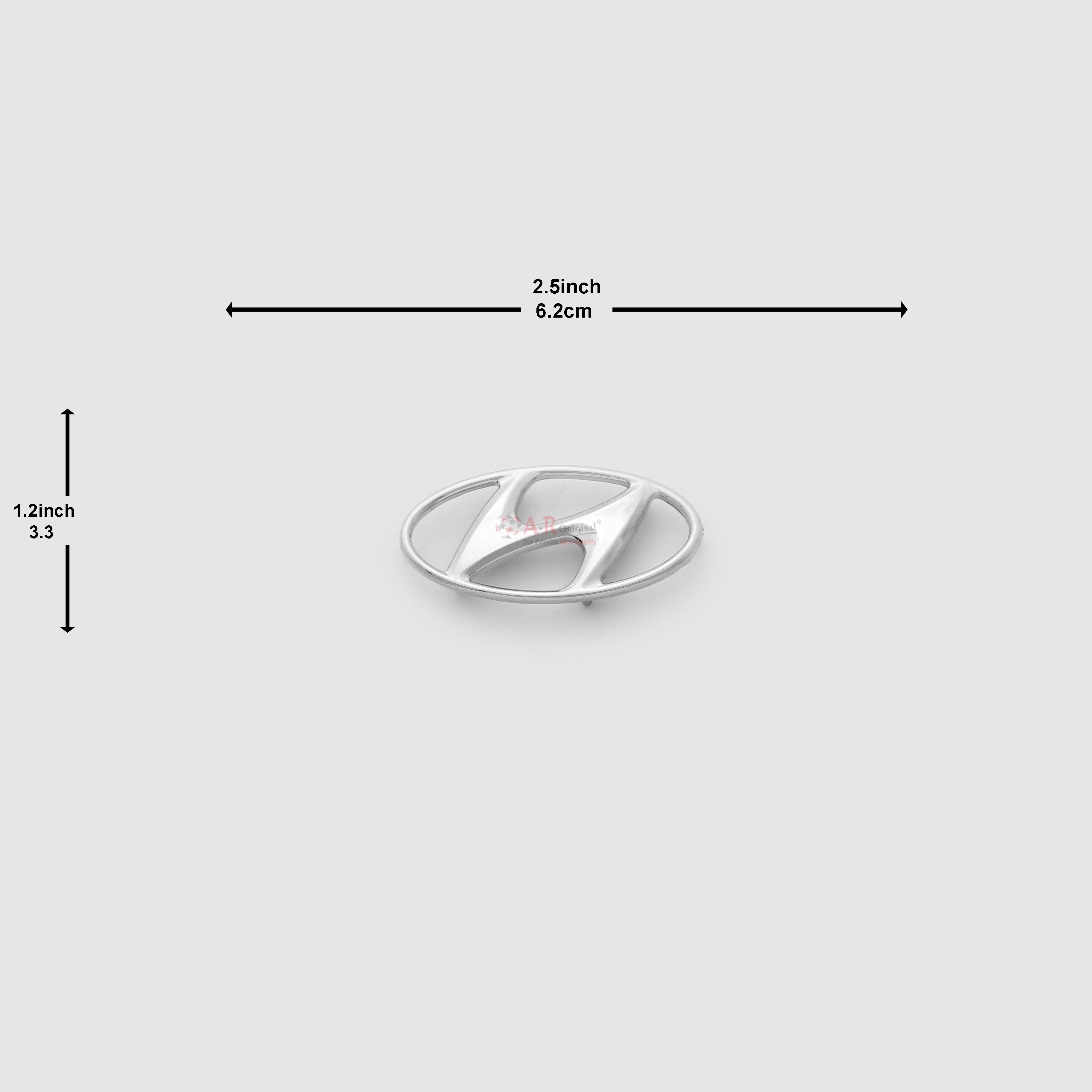 Hyundai Logo Steering Size Pin Fit 1.2x2.5inch-3.3x6.2cm Chrome IP Badge