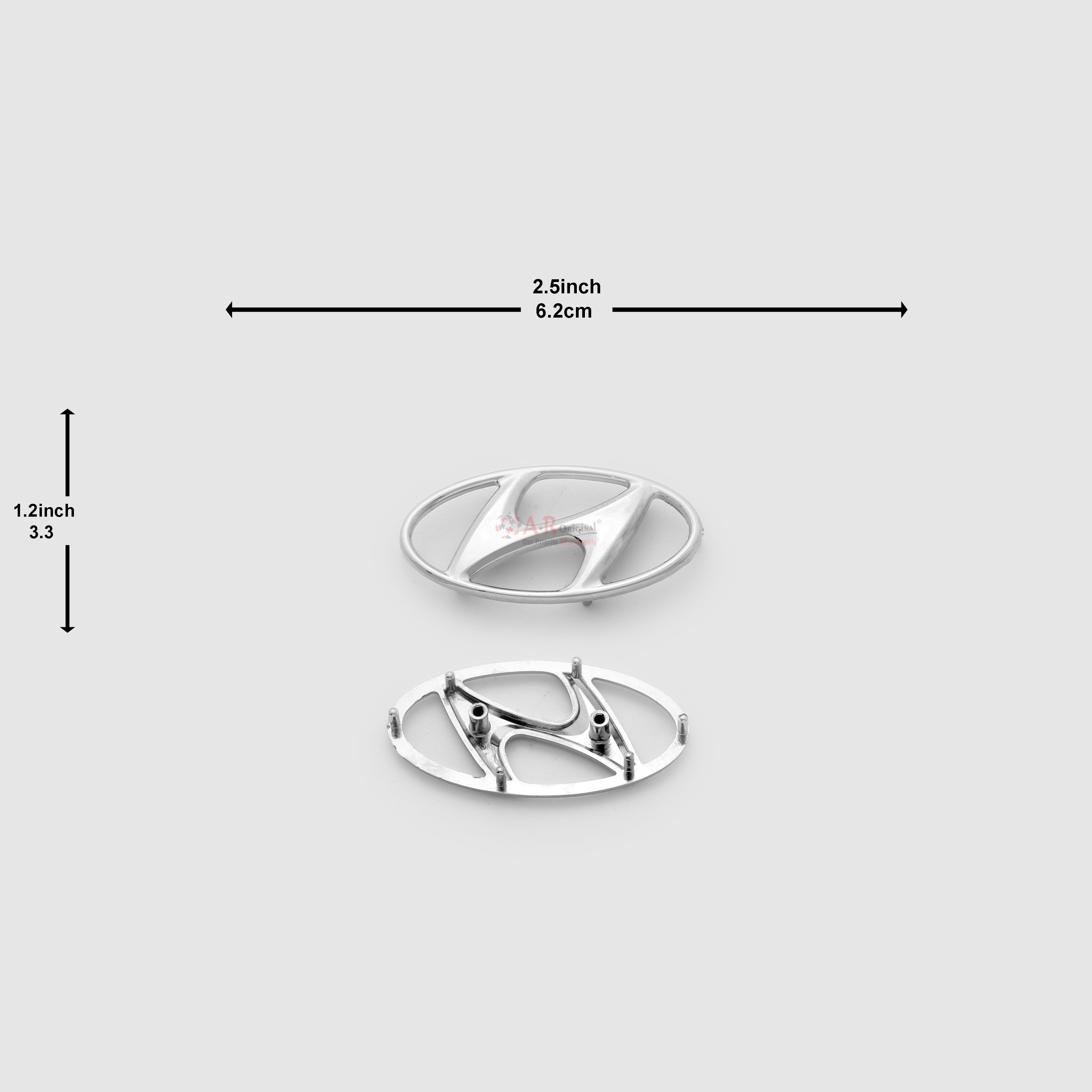 Hyundai Logo Steering Size Pin Fit 1.2x2.5inch-3.3x6.2cm Chrome IP Badge