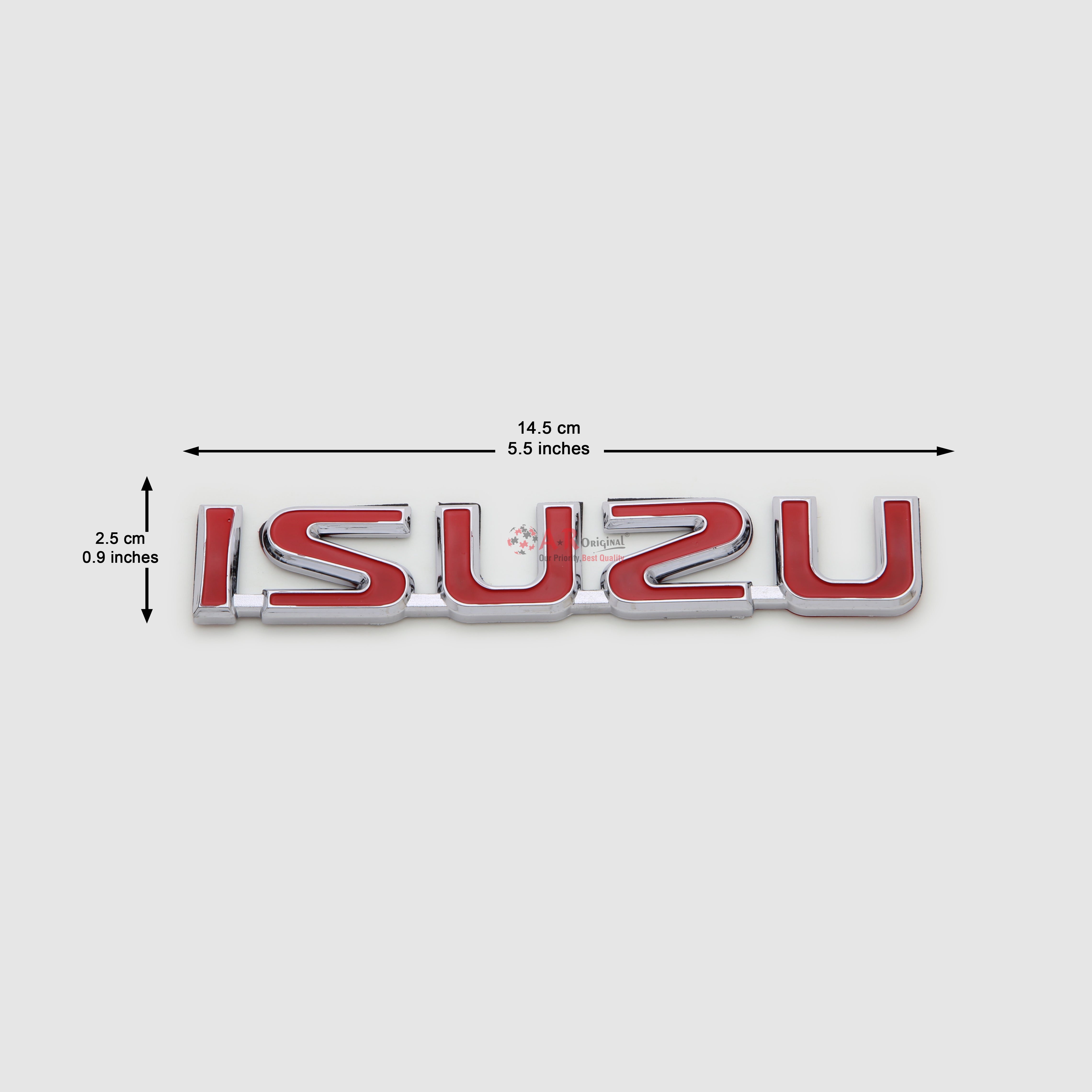 Isuzu Emblem 2.5x14.5cm Red Chrome IP Badge