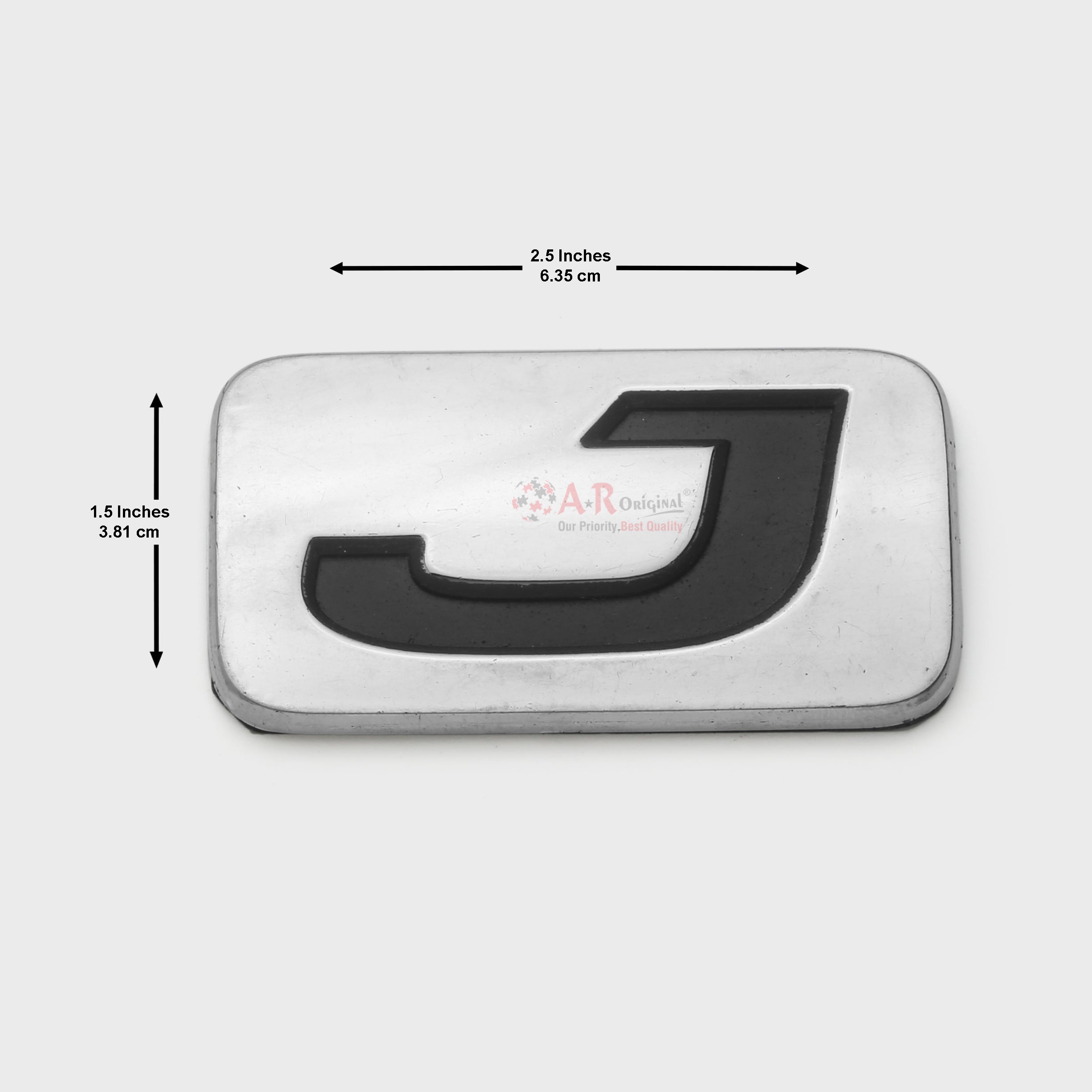 J Emblem 1.5x2.5inch-3.5x6.5cm Vigo Chrome LC Badge