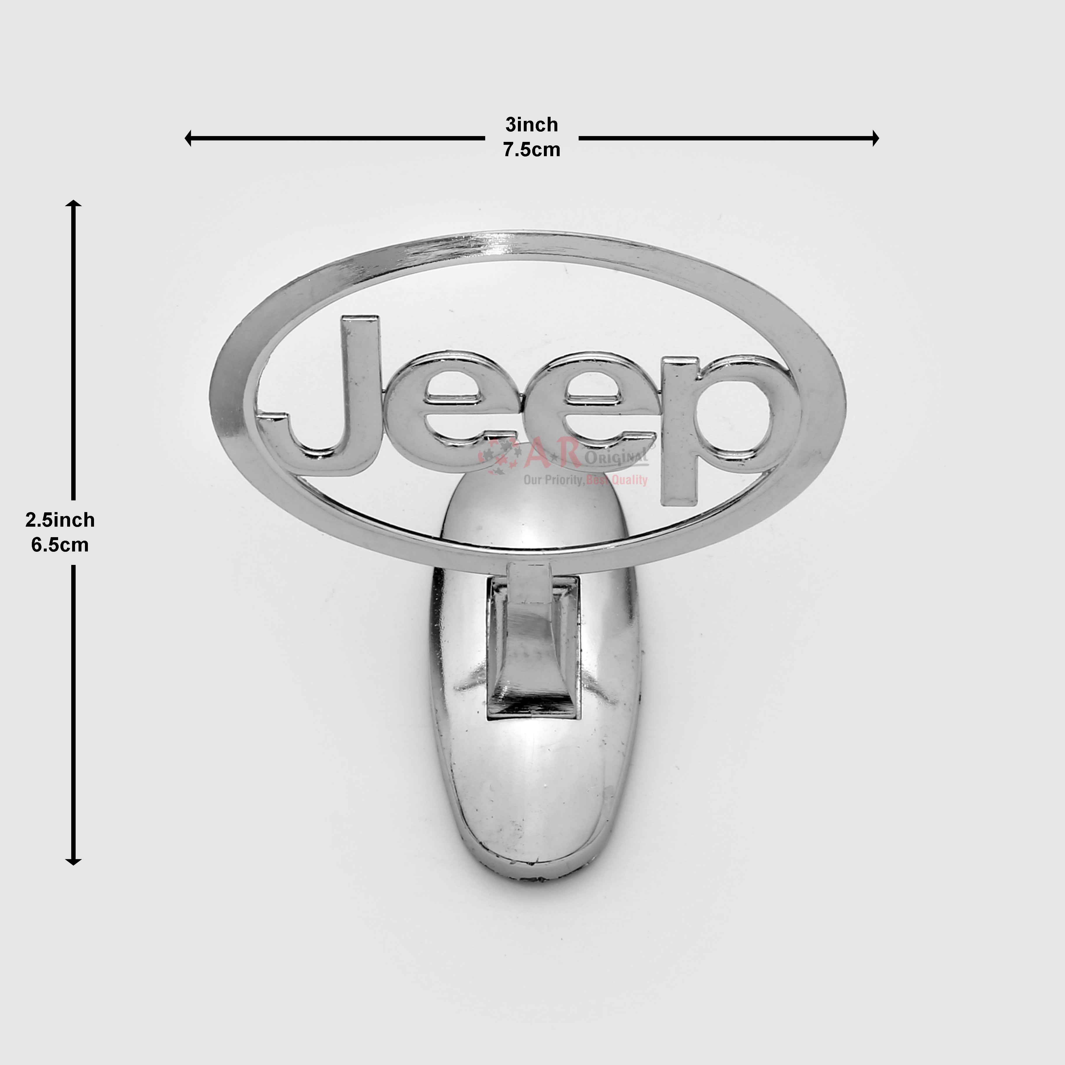 Jeep Hood Logo 2.5x3inch-6.5x7.5cm Metal Bonnet Emblem Chrome IP Badge