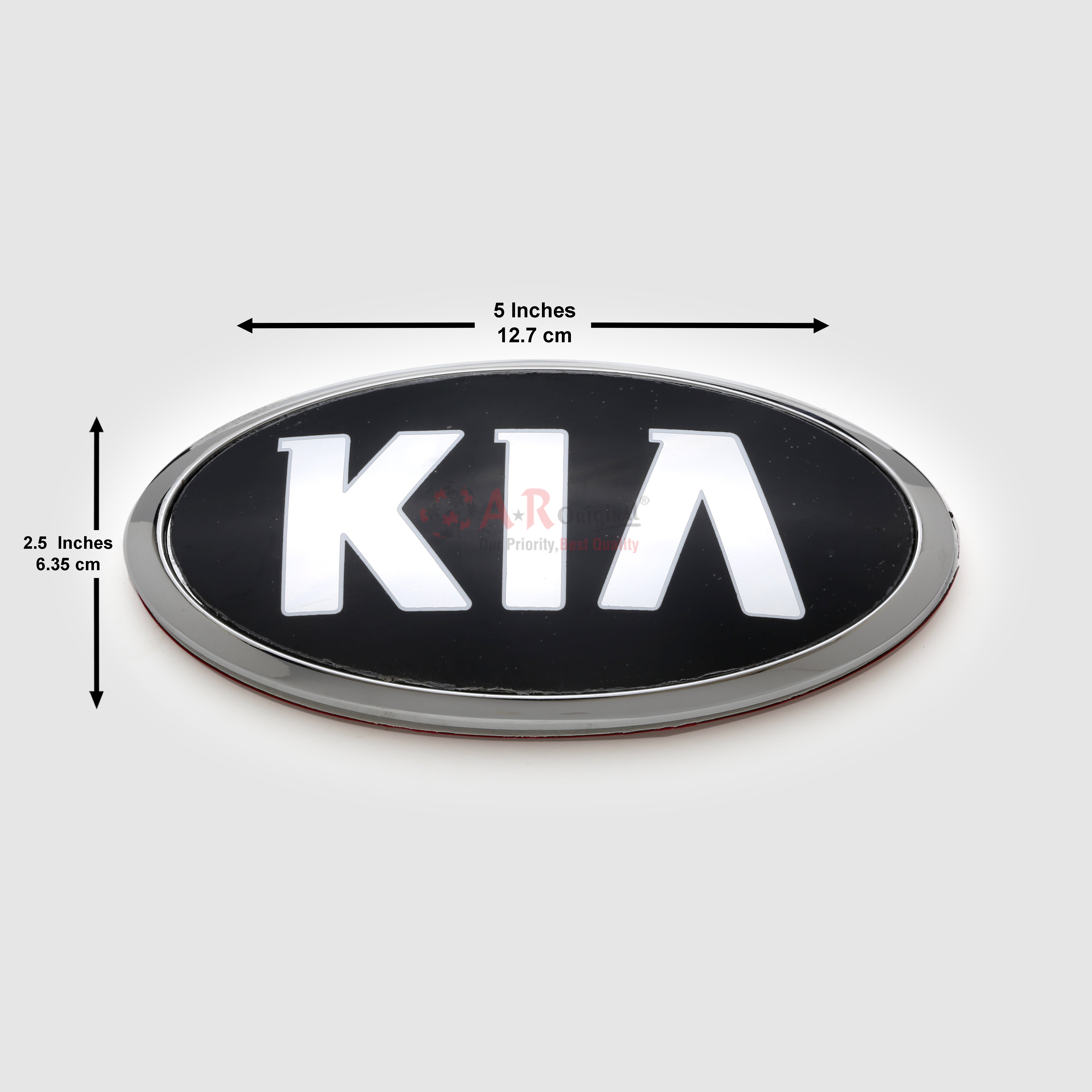 KIA Logo 2.5x5inch-6x13cm Old Font Black Pin Fit Chrome IP Badge